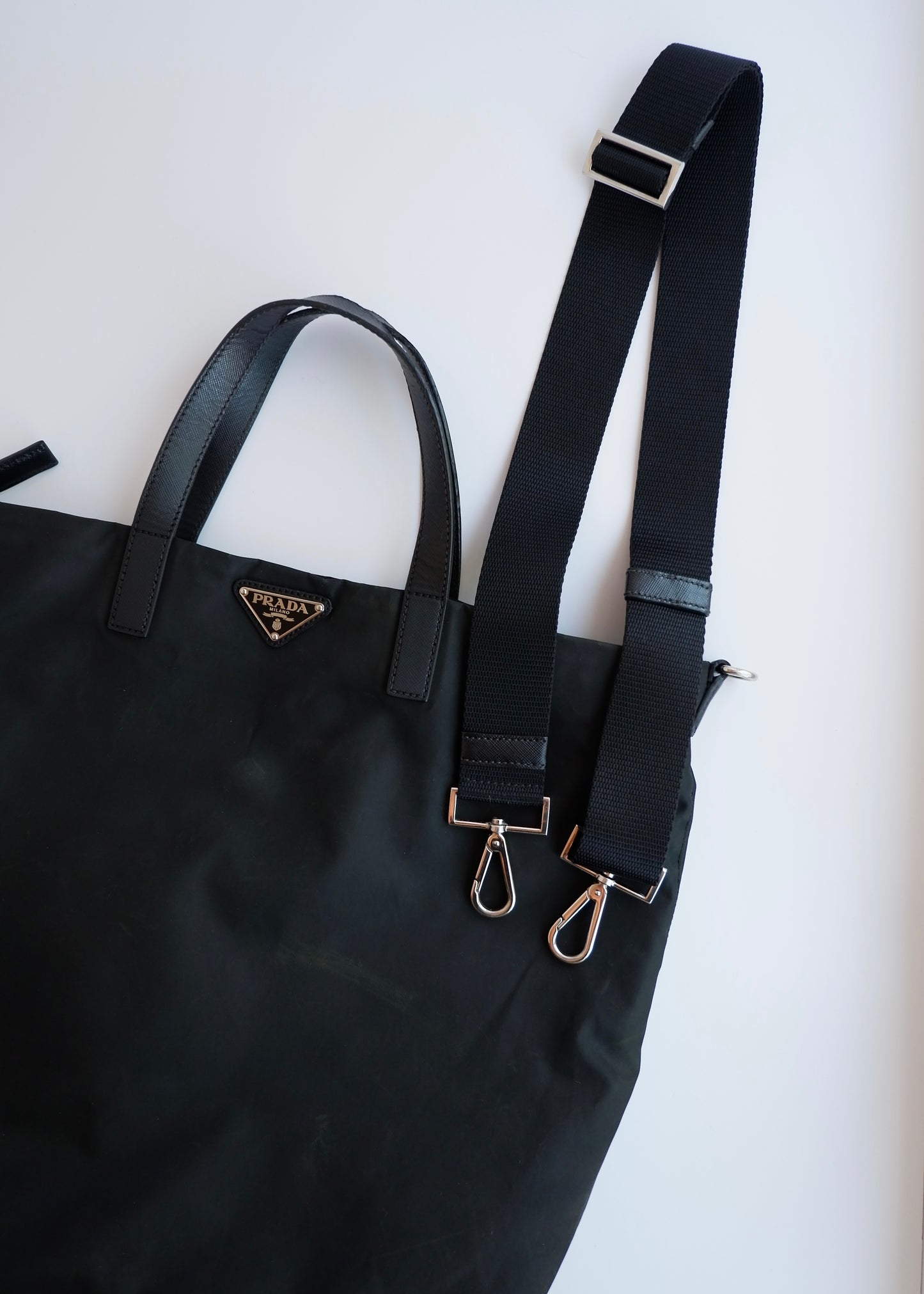 Authentic Preowned Prada Black Nylon Two Way Tote Bag