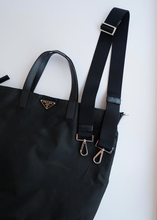 Authentic Preowned Prada Black Nylon Two Way Tote Bag