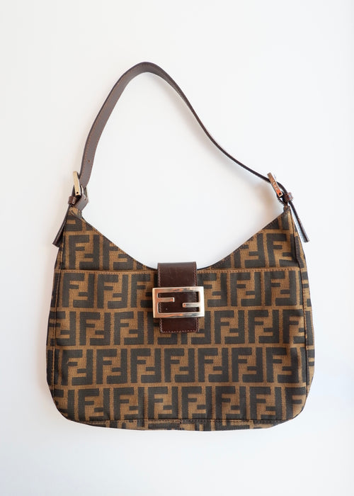 Sac à bandoulière Fendi Zucca marron d'occasion authentique