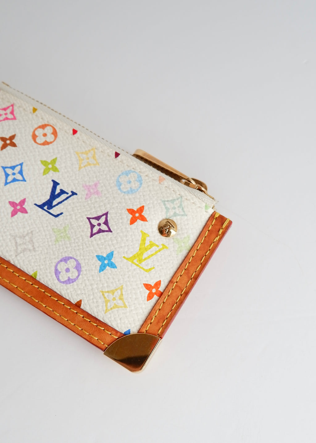 Authentique Louis Vuitton White Multi Pochette Clé d'occasion