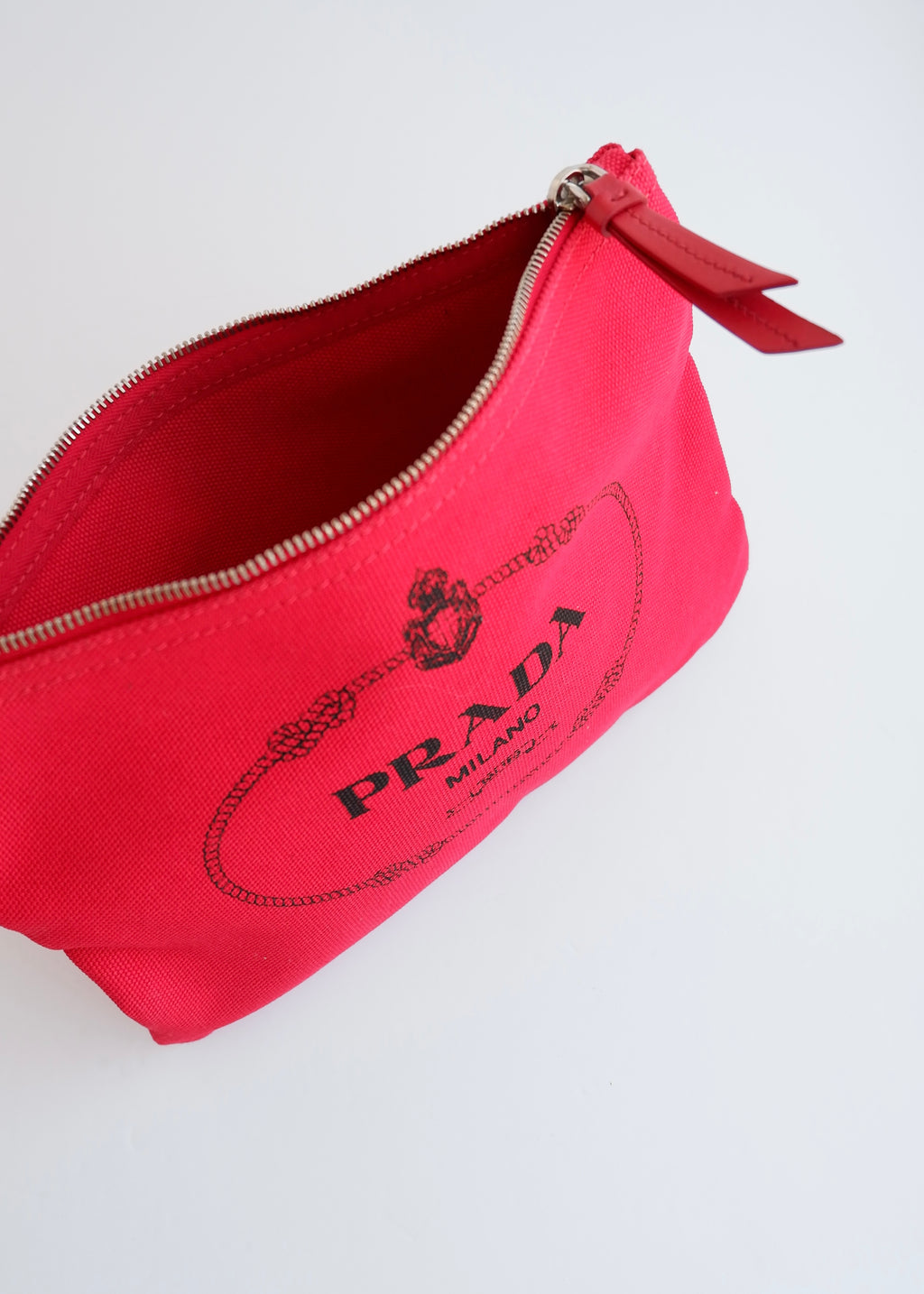 Authentic Preowned Prada Red Canvas/ Transparent Tote Bag
