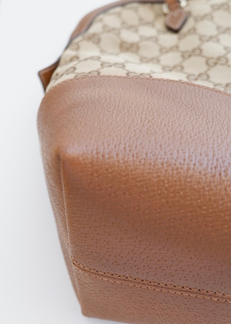 Preowned Gucci Brown GG Canvas Bowler Shoulder Bag