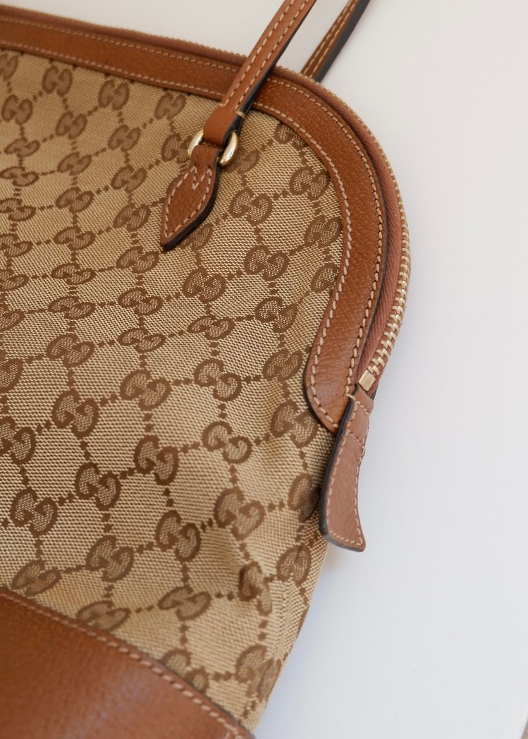 Preowned Gucci Brown GG Canvas Bowler Shoulder Bag