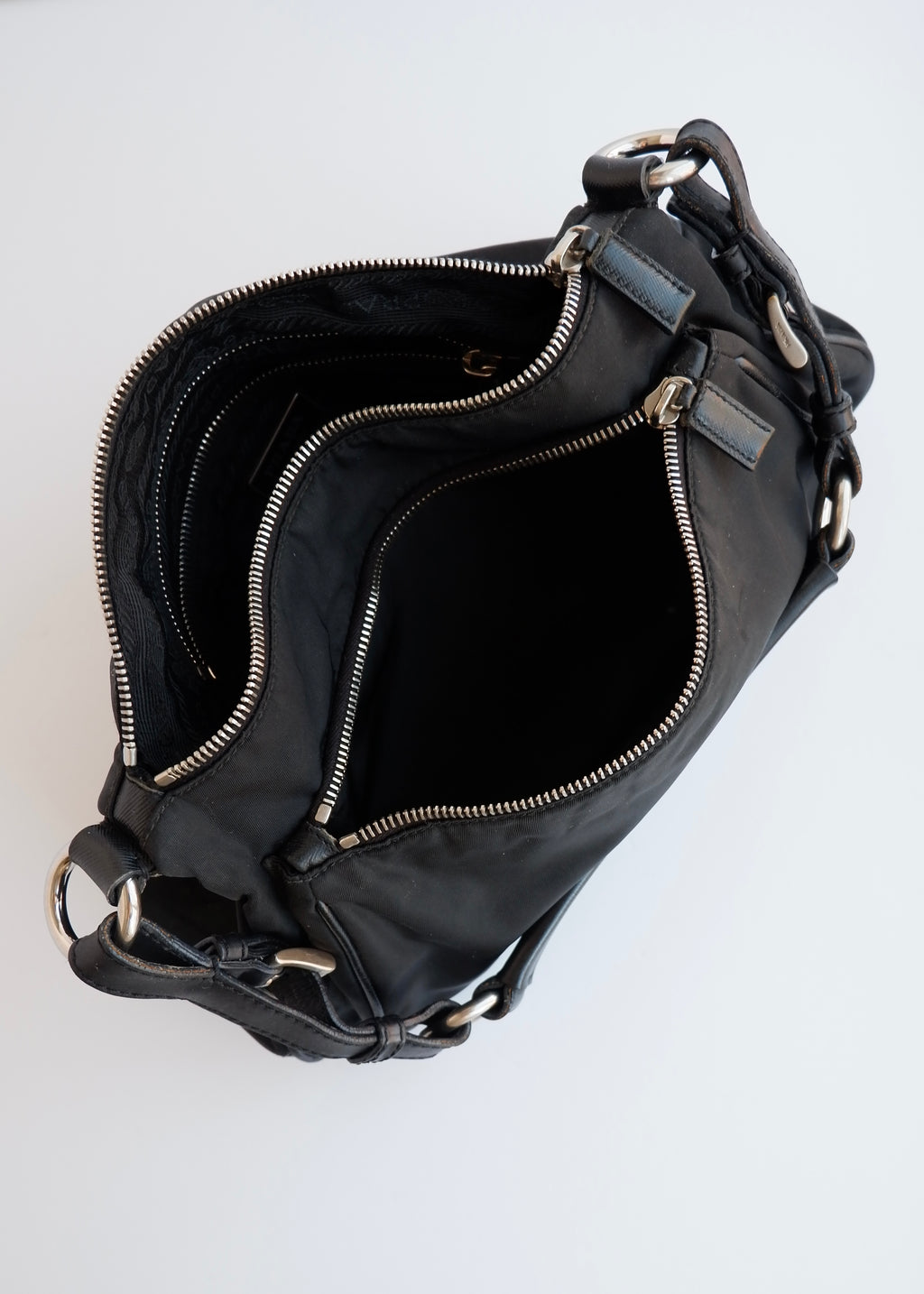 Authentic Preowned Prada Black Nylon Hobo/ Leather Strap Shoulder