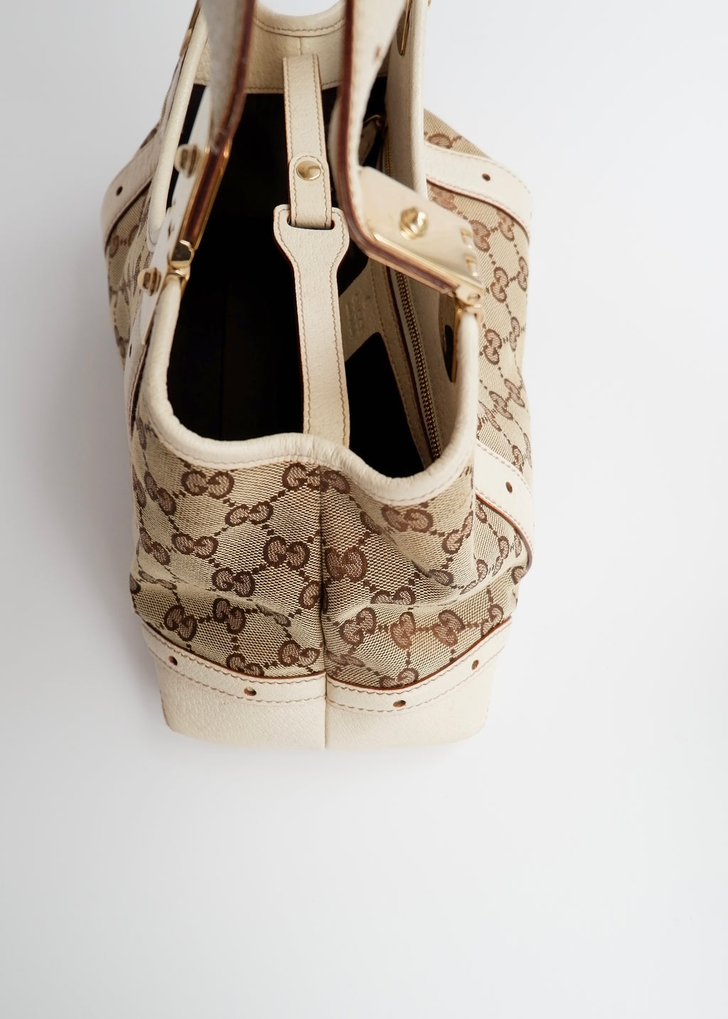 Authentic Preowned Gucci White GG Canvas/Leather Small Shoulder Bag