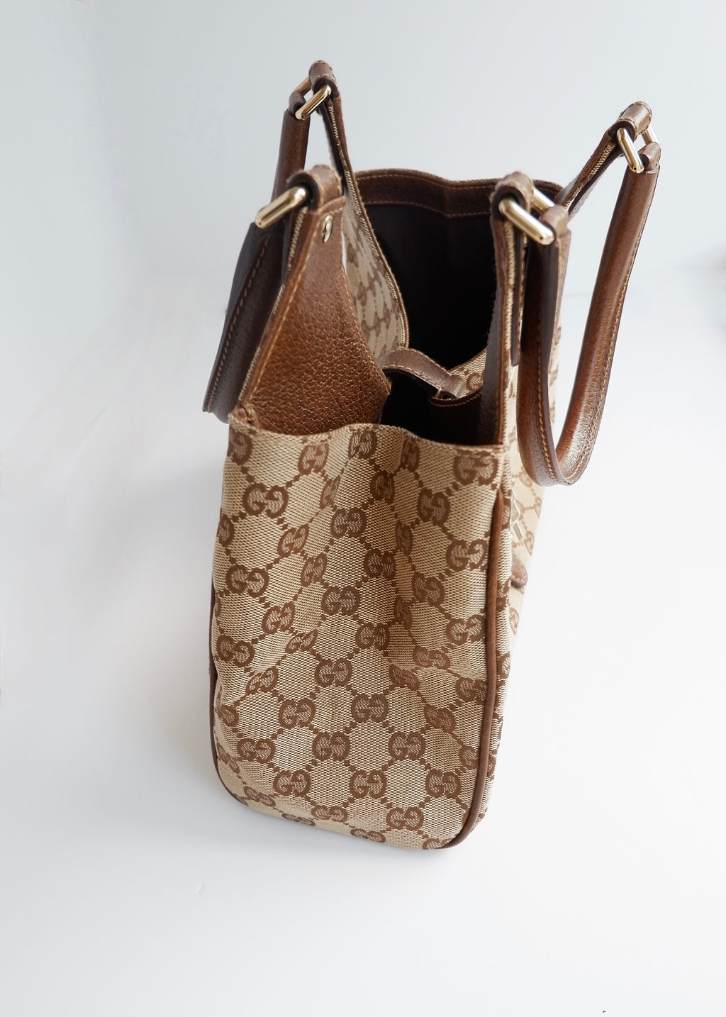 Preowned Gucci Brown GG Canvas Bardot Shoulder Bag
