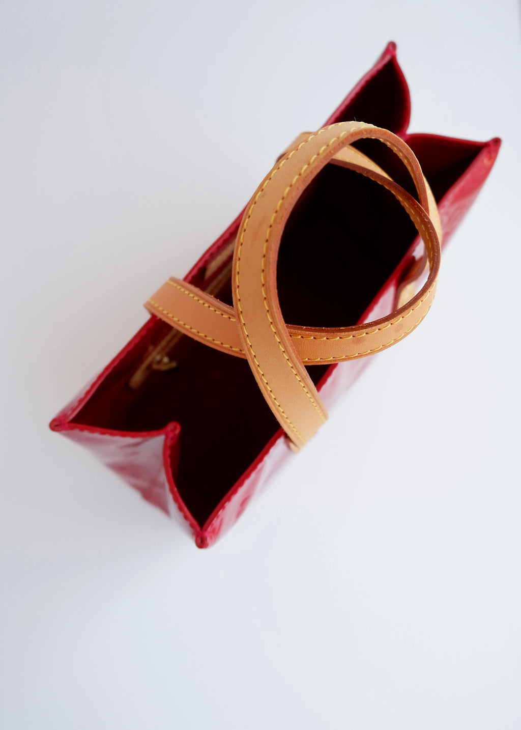 Authentic Preowned Louis Vuitton Red Monogram Vernis Reade Handbag