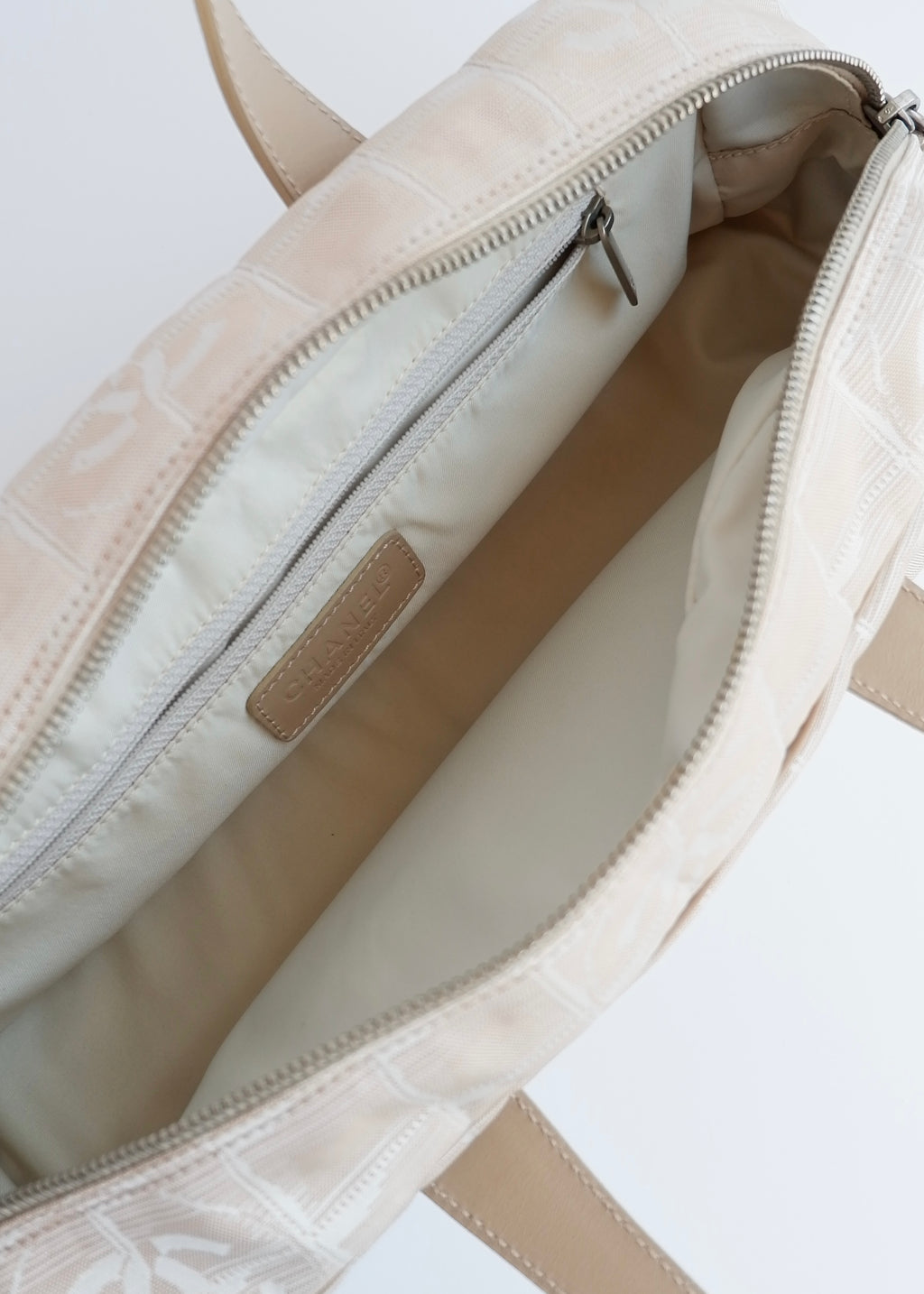 Authentic Preowned Chanel Beige Canvas/Leather New Travel Line Shoulder Bag