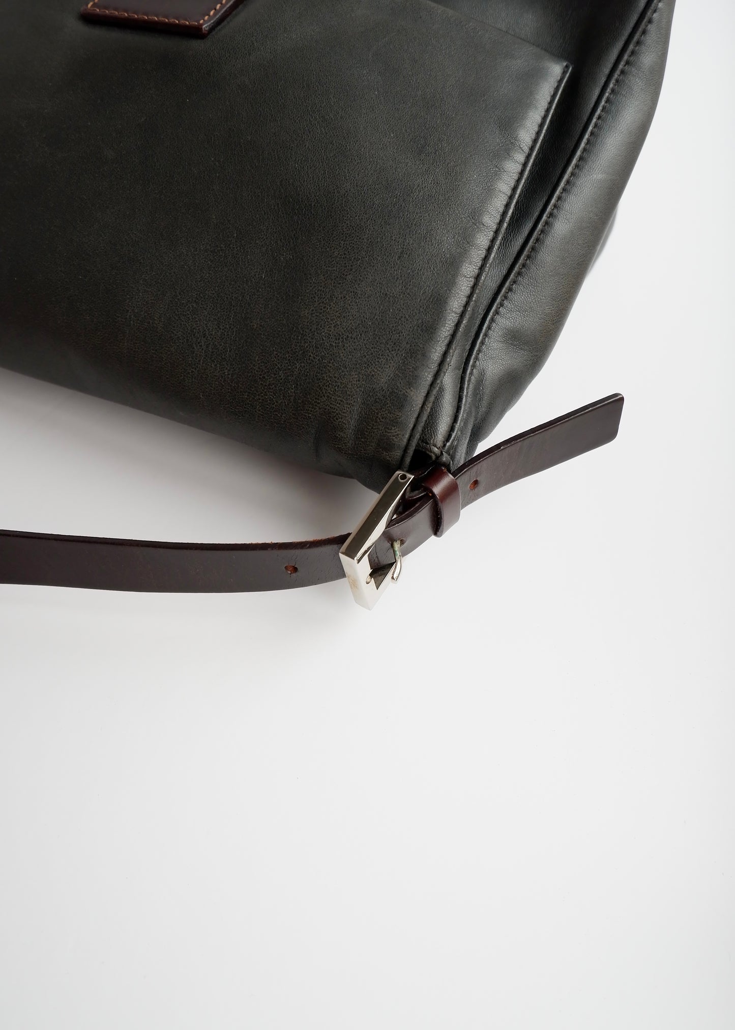 Authentic Preowned Fendi Black/Brown Leather Mamma Baguette Shoulder Bag