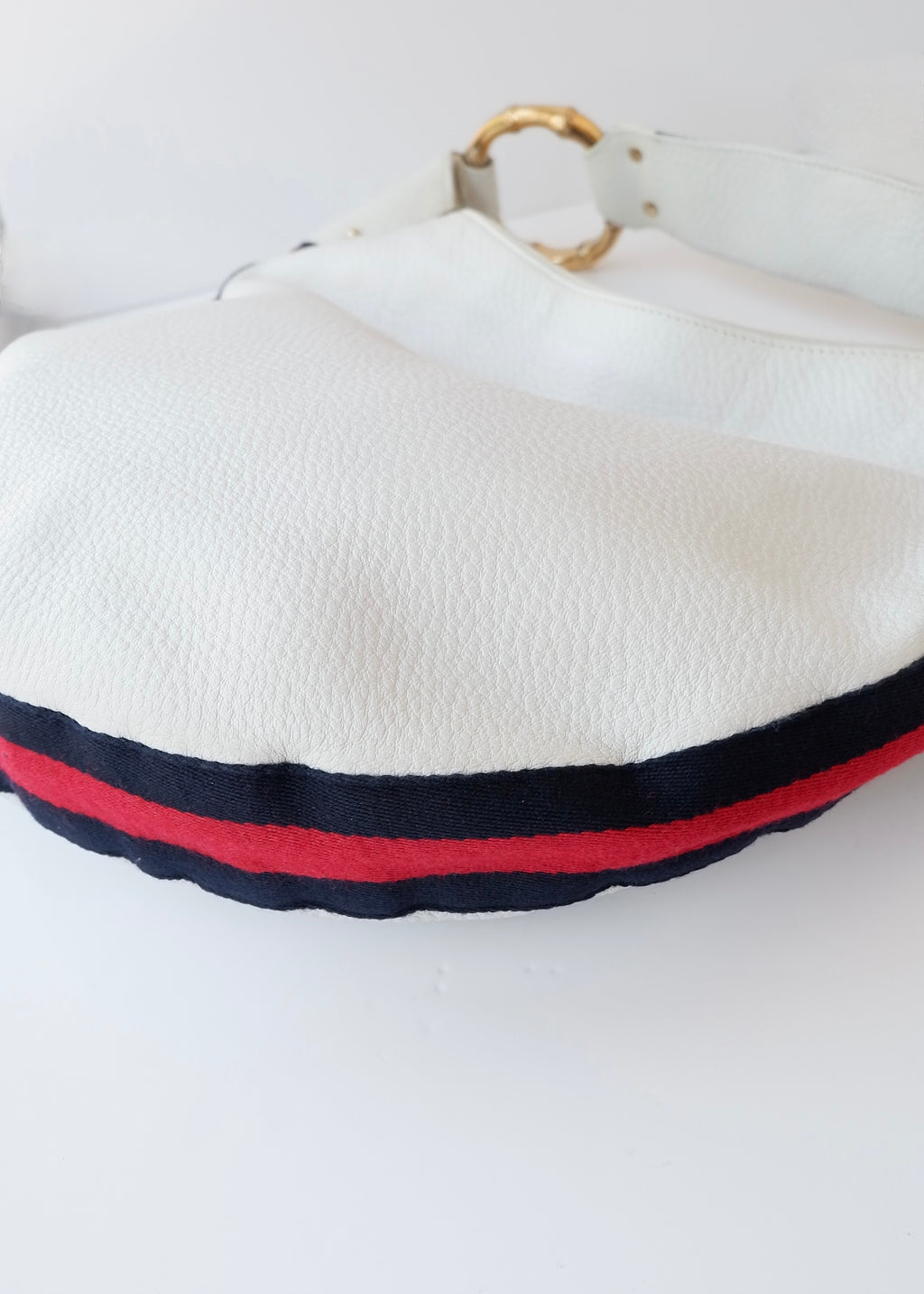 Preowned Gucci White Leather Sherry Line Hobo Shoulder Bag