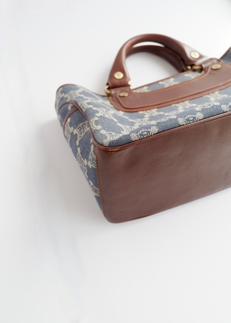 Authentic Preowned Vintage Celine Blue Denim Triomphe Boogie Bag