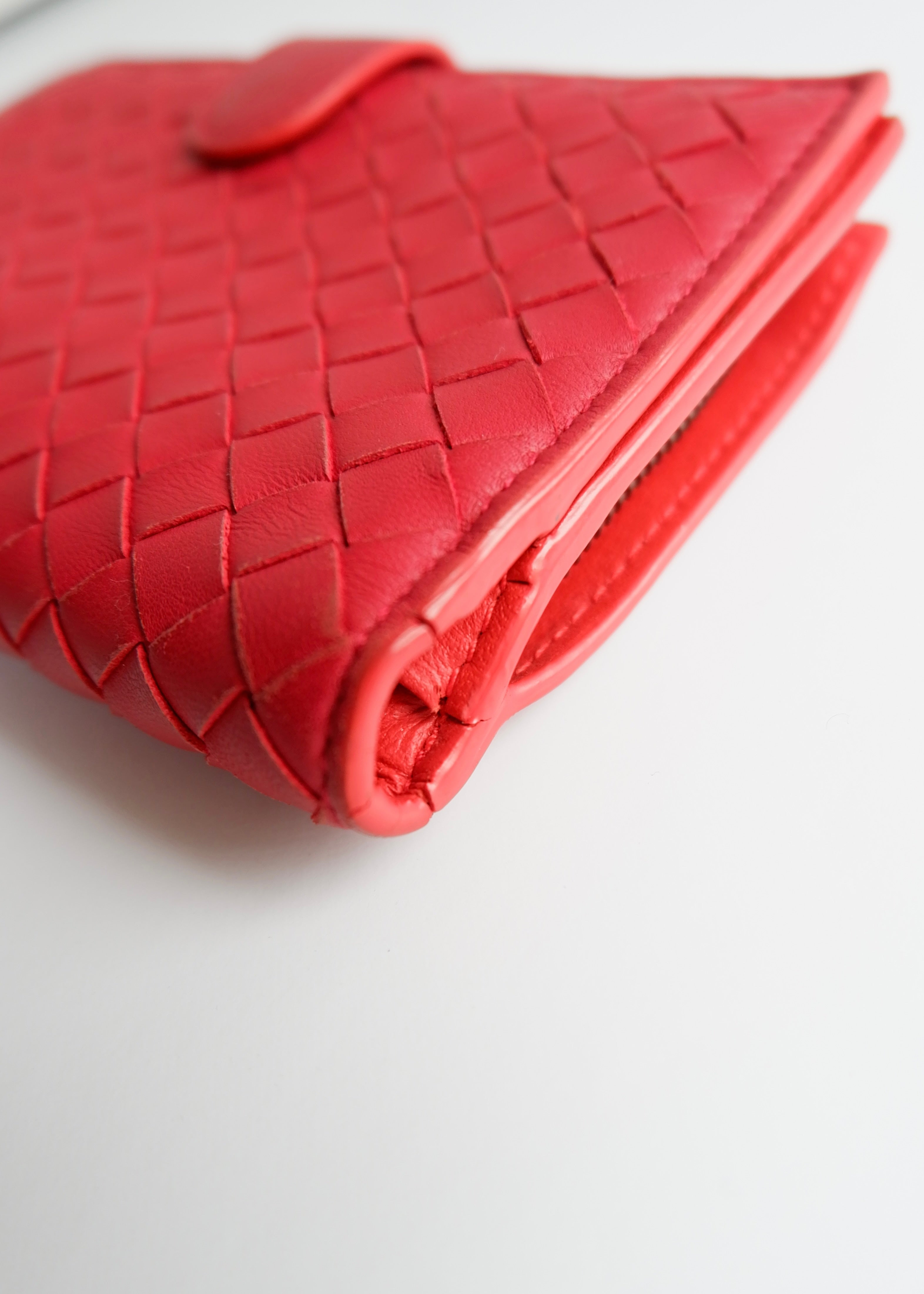 Authentic Preowned Bottega Veneta Red Leather Bi Fold Wallet