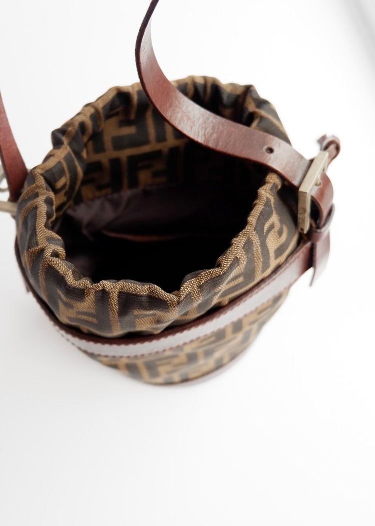 Authentic Preowned Vintage Fendi Brown Zucca Bucket Handbag