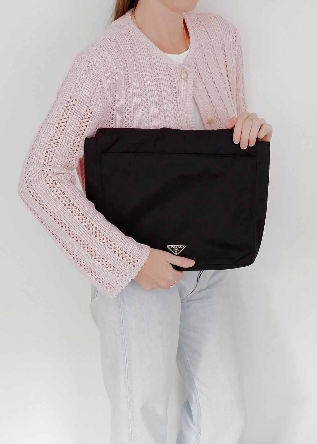Preowned Prada Black Nylon Large Pouch/ Clutch