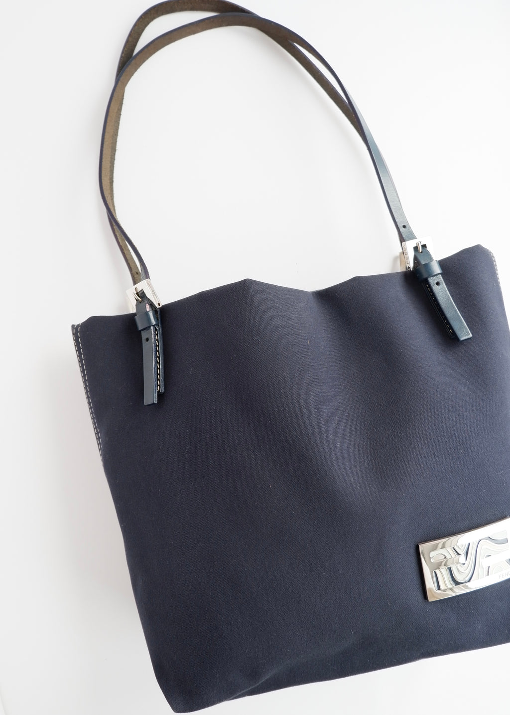 Authentic Preowned Fendi Navy Canvas FF Logo Tote Bag