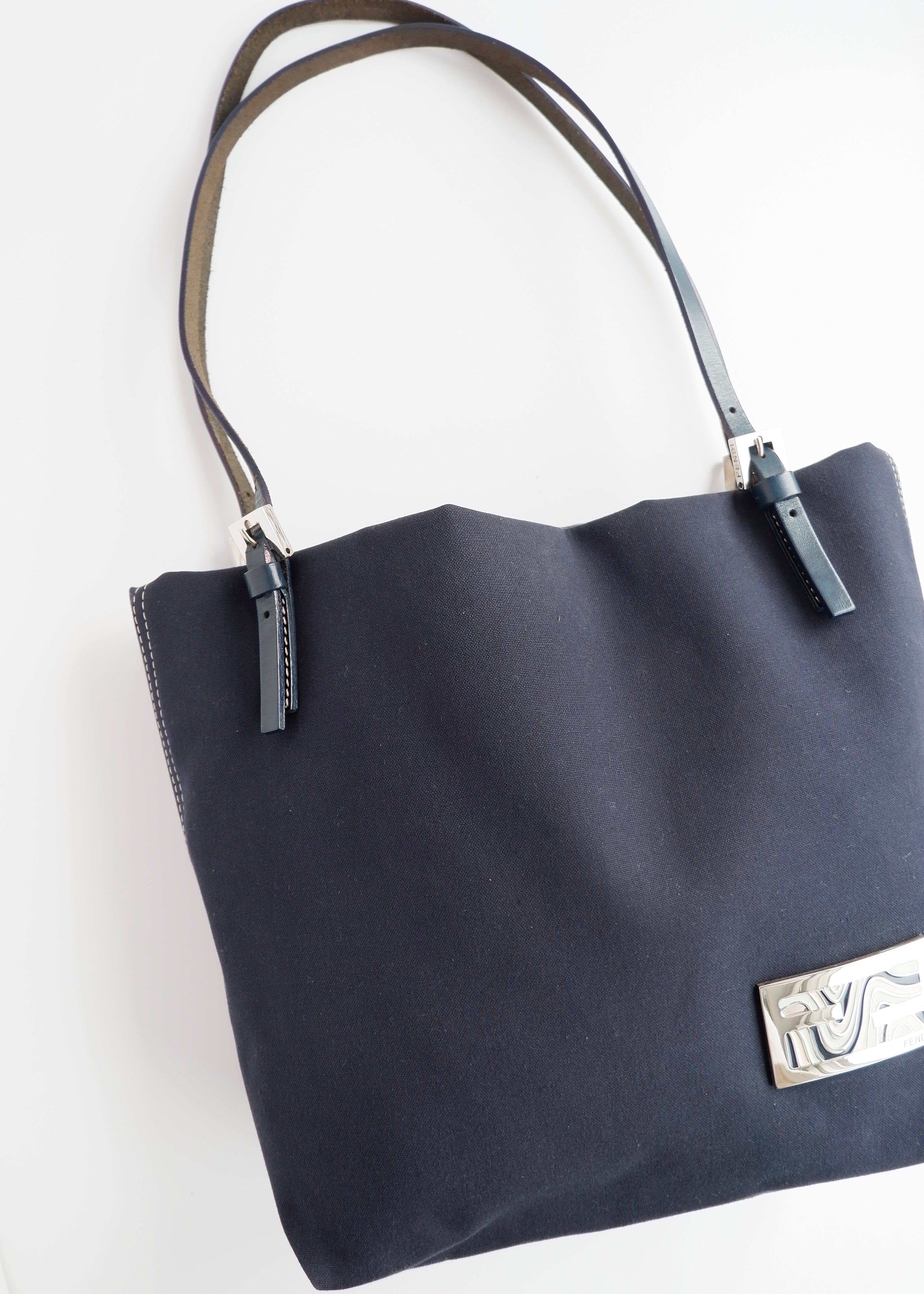 Authentic Preowned Fendi Navy Canvas FF Logo Tote Bag