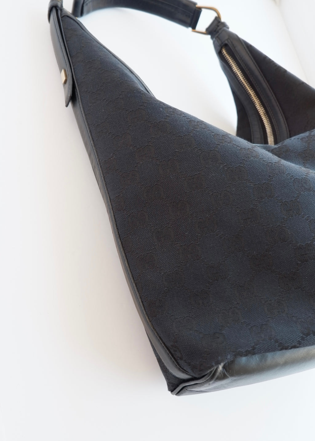 Authentic Preowned Gucci Black GG Canvas/ Leather Hobo Shoulder Bag