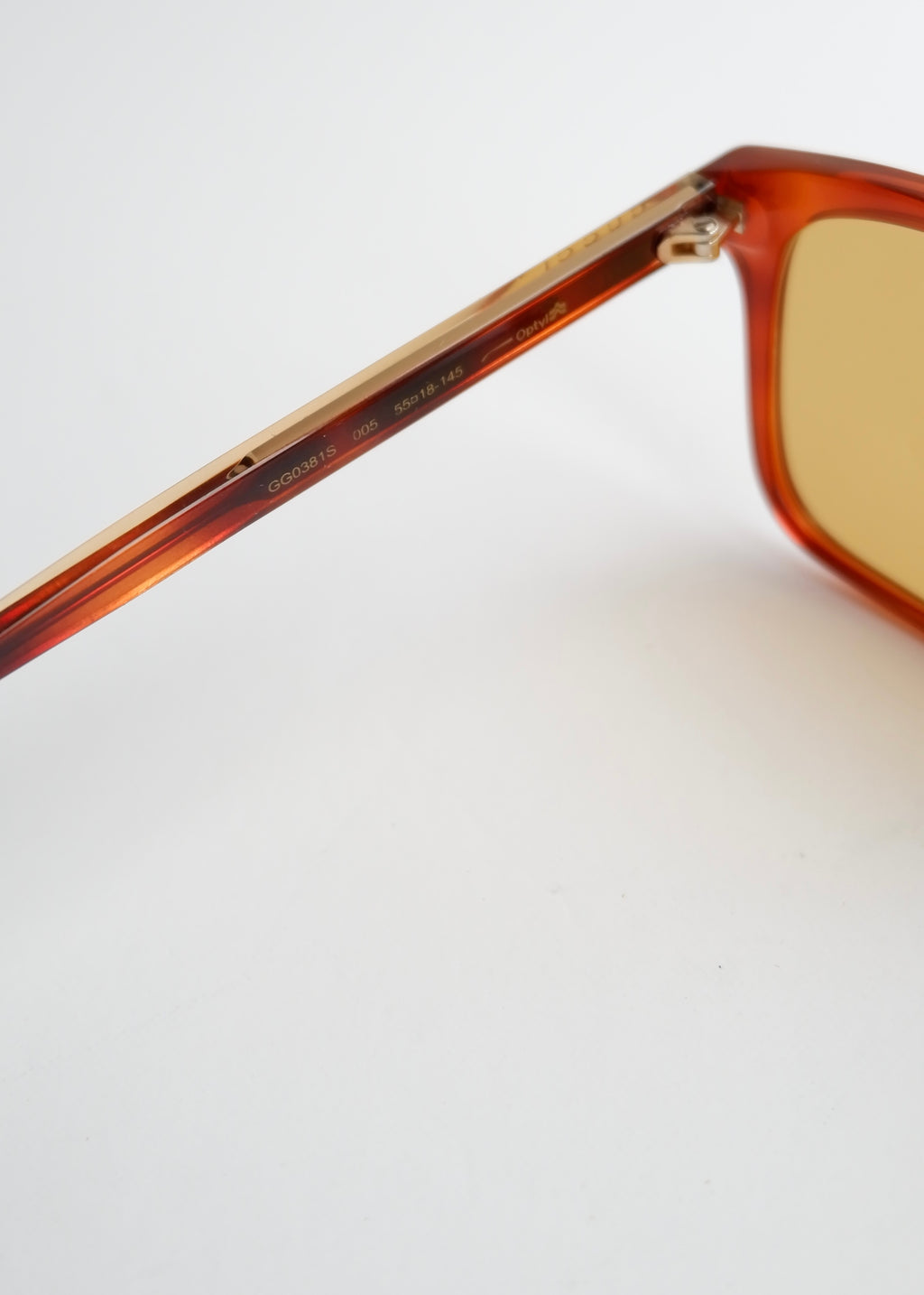 Authentiques Lunettes de soleil Gucci d'occasion en acétate marron à monture carrée