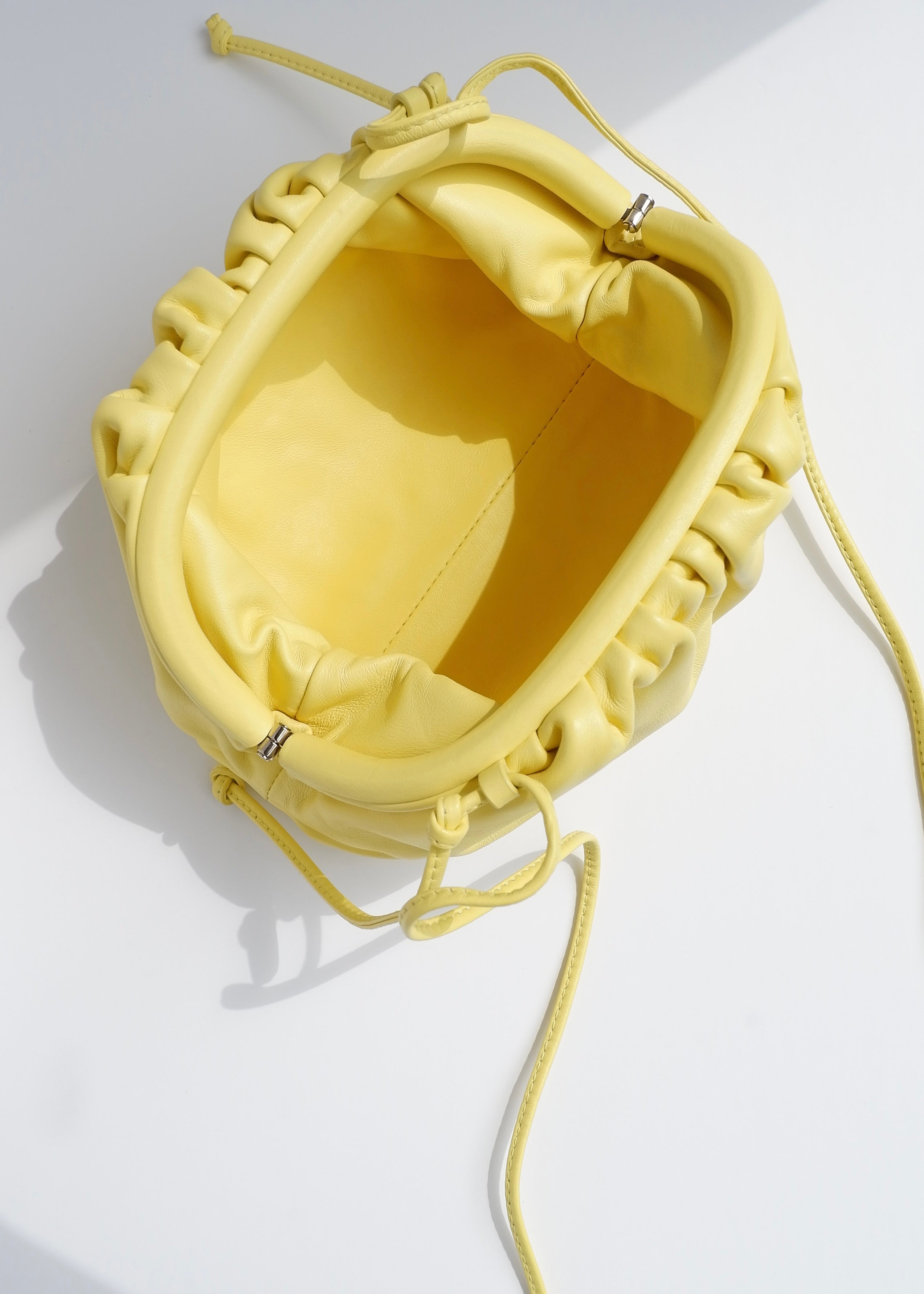 Authentic Preowned Bottega Veneta Yellow Leather Small The Pouch Crossbody