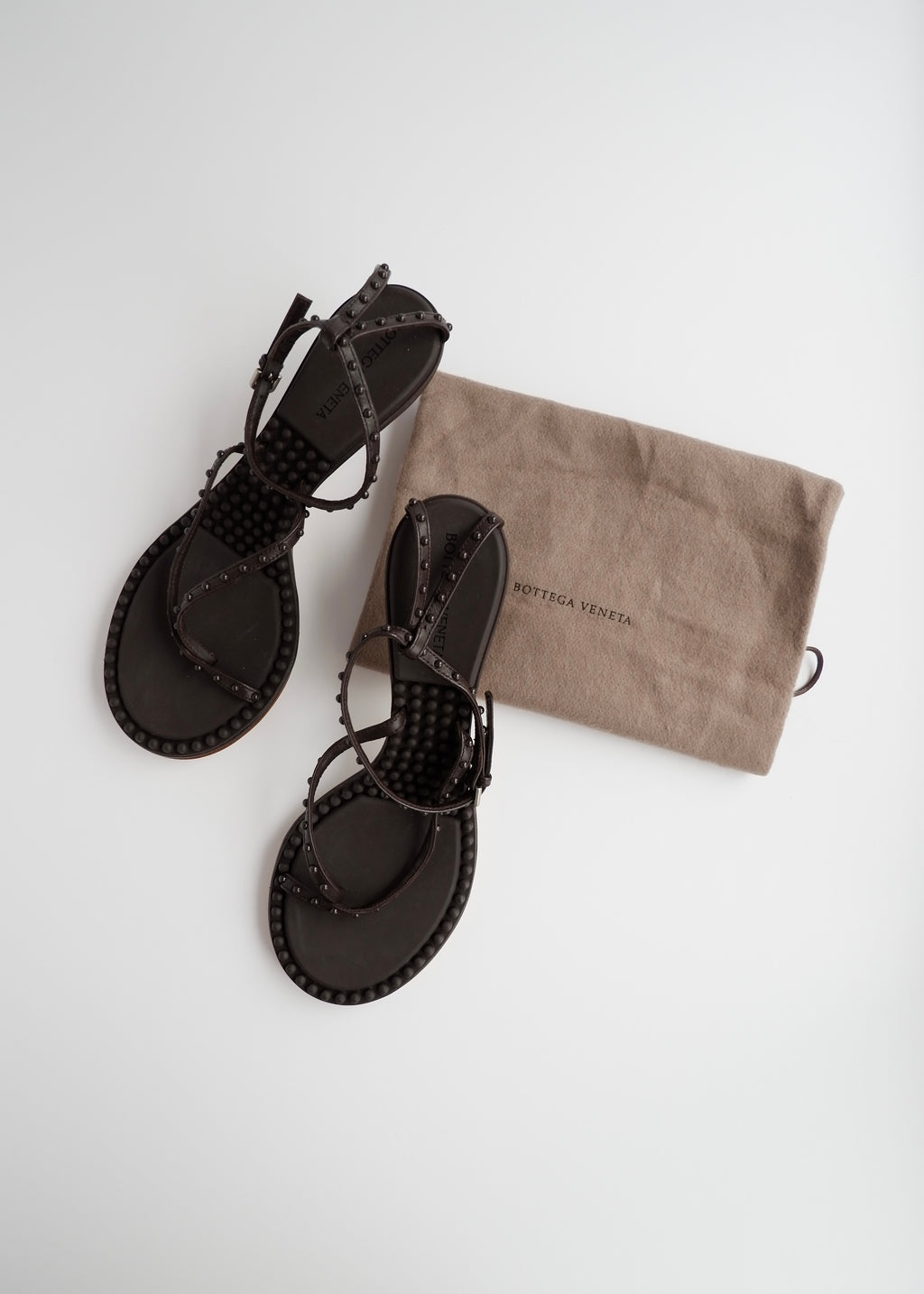 Sandales à talons Bottega Veneta en cuir marron, authentiques et d'occasion - 38