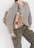 Authentic Preowned Gucci White GG Canvas Sherry Line Hobo Shoulder Bag
