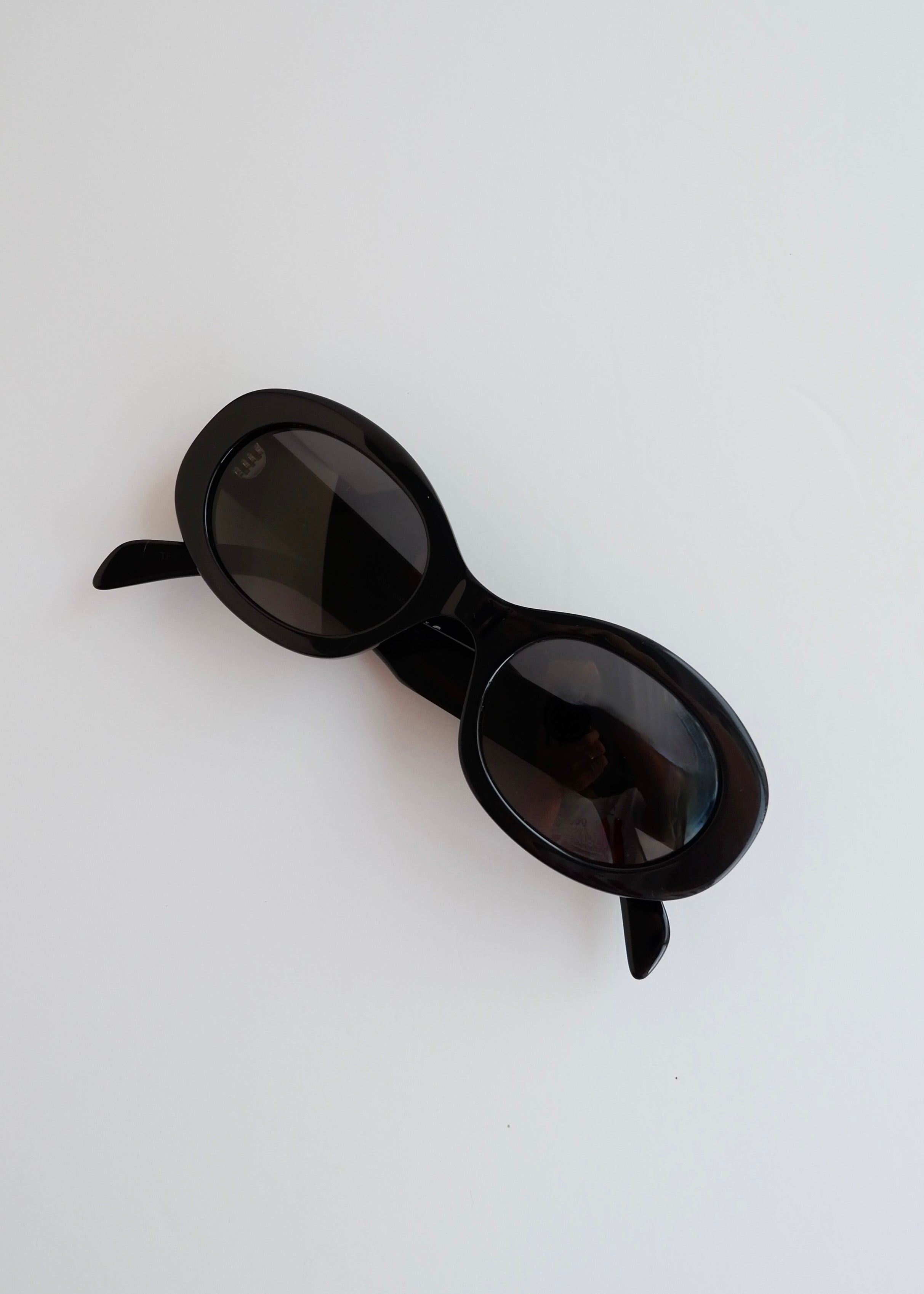 Preowned Celine Black Round Frame Triomphe Sunglasses