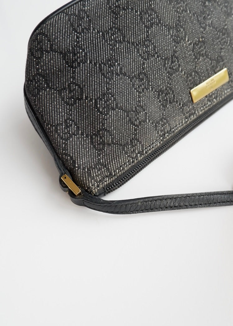 Authentic Preowned Gucci Black GG Canvas Boat Pochette