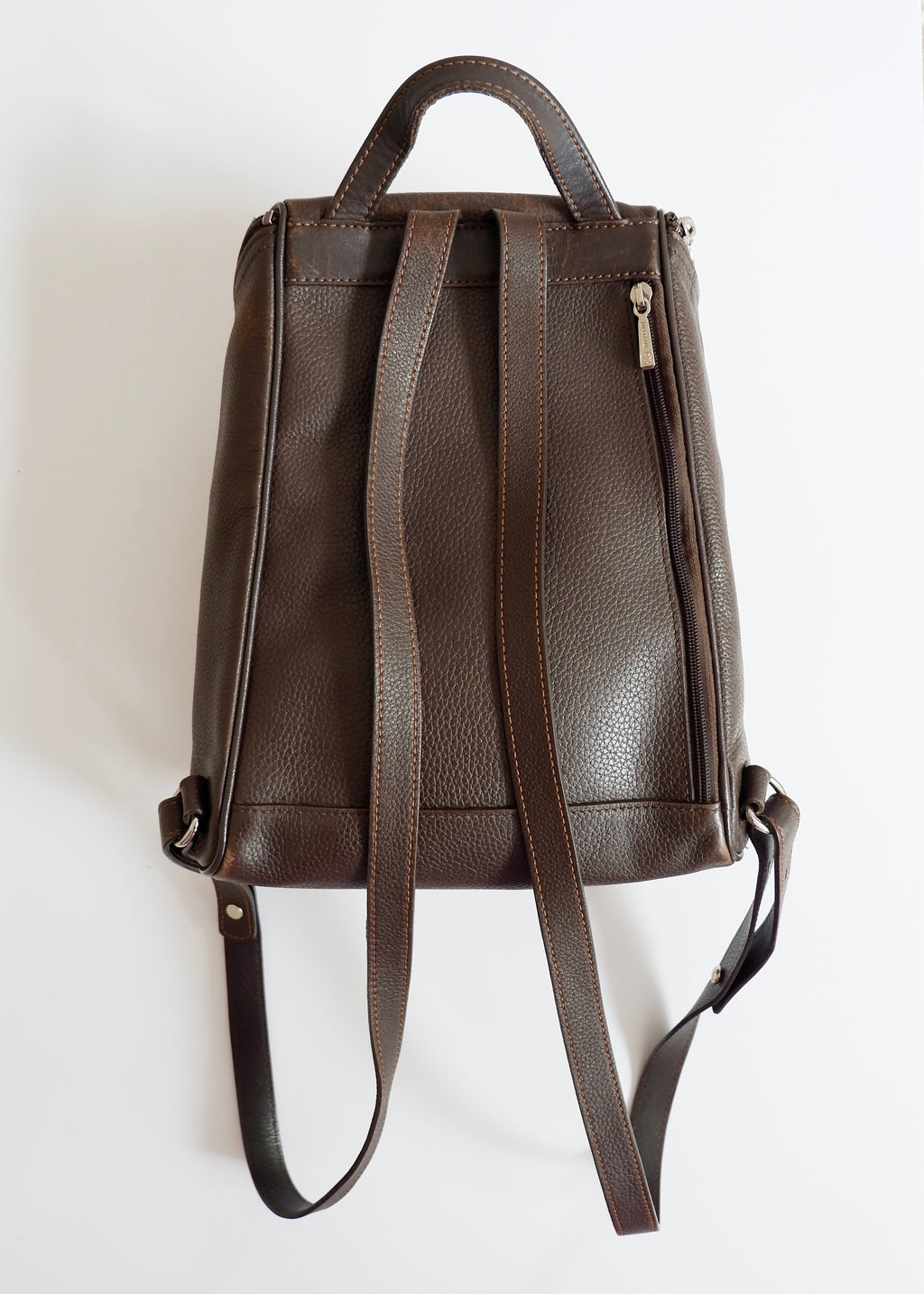 Authentique sac à dos en cuir marron Longchamp d'occasion