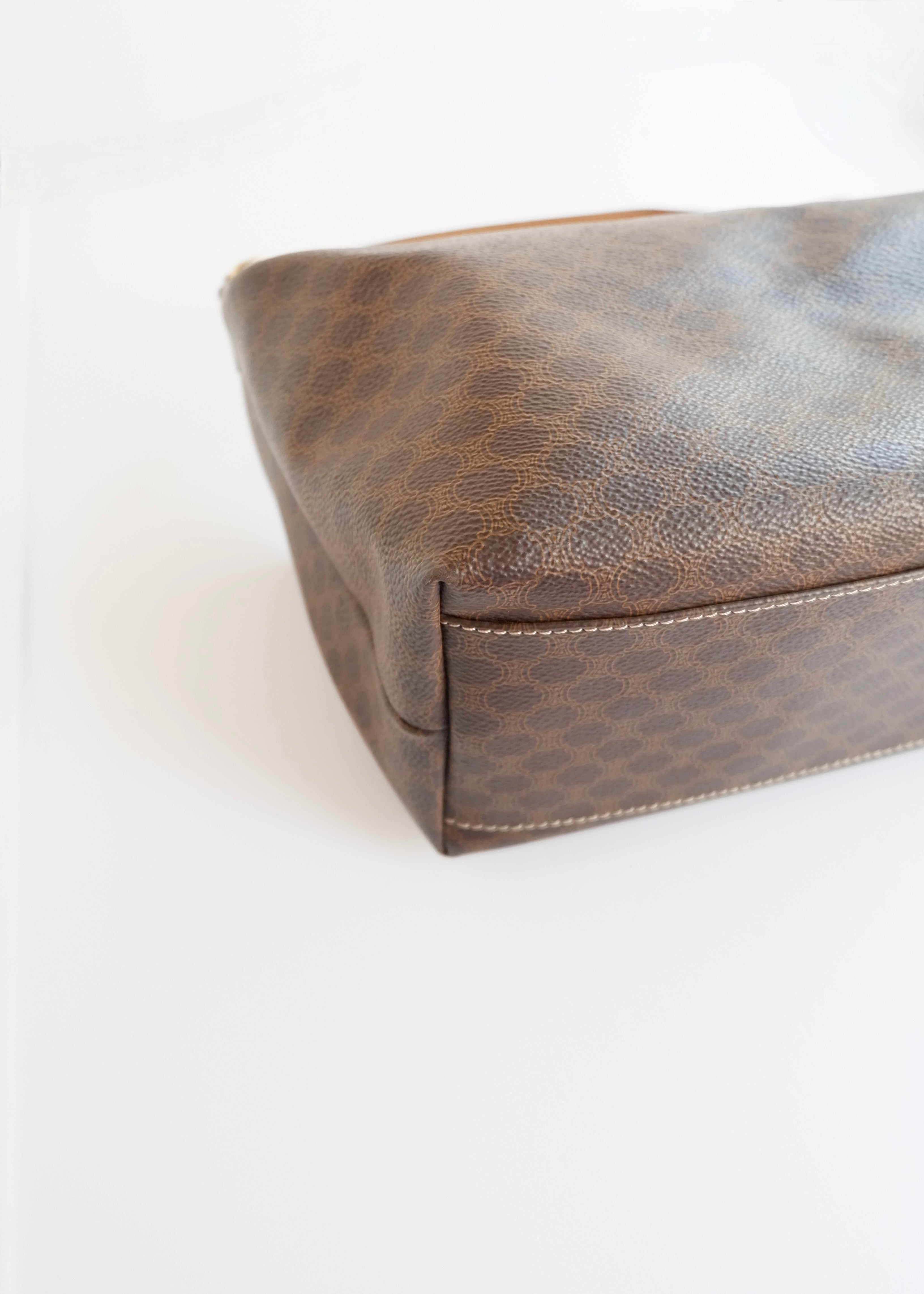 Preowned Vintage Celine Brown Macadam Print Shoulder Bag