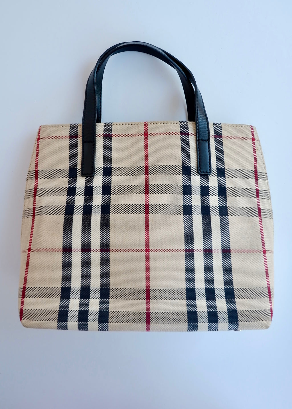 Sac à main Burberry d'occasion authentique en toile Nova Check avec poignée supérieure