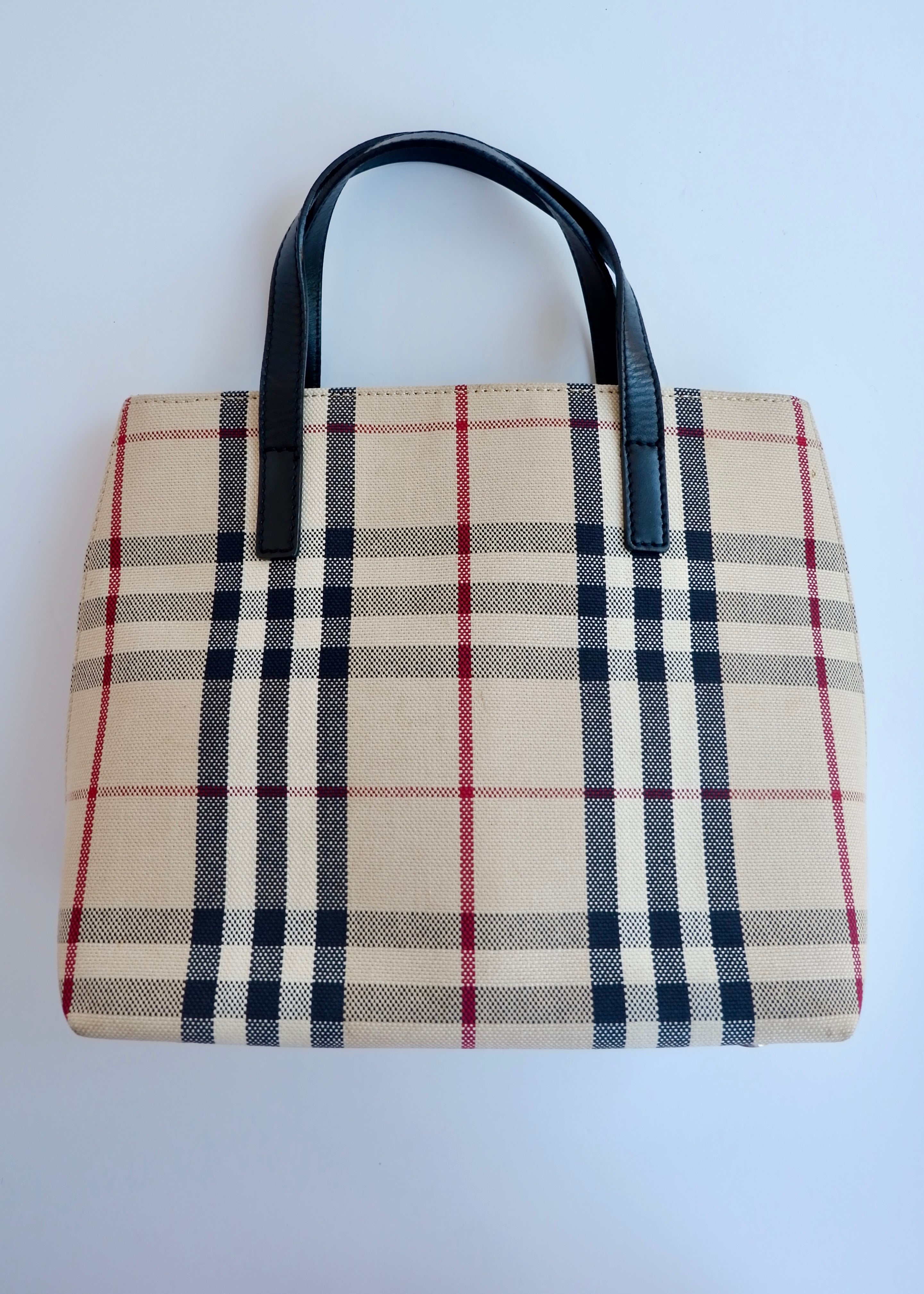 Sac à main Burberry d'occasion authentique en toile Nova Check avec poignée supérieure
