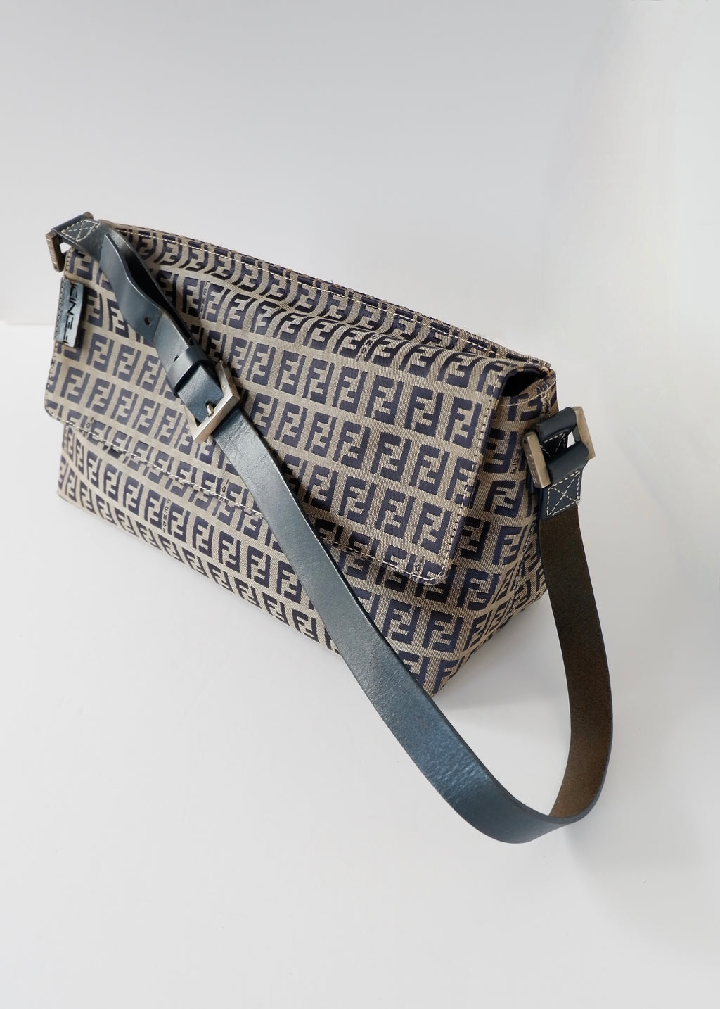 Authentic Preowned Vintage Fendi Navy Blue Zucchino Shoulder Bag