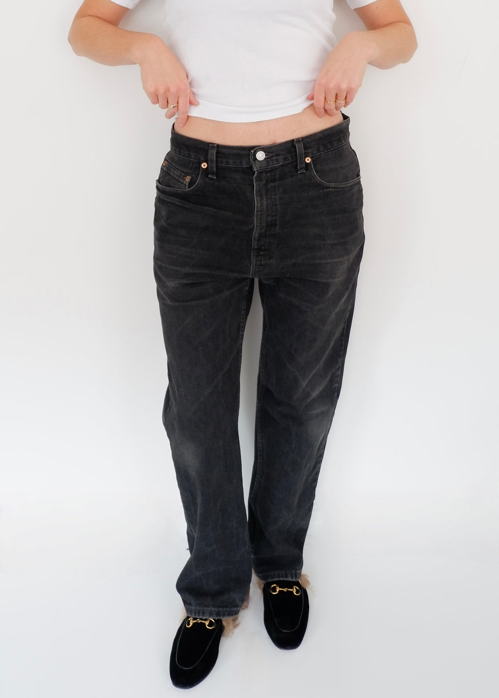 Levis Vintage Black 505 Straight Leg Jeans - 34
