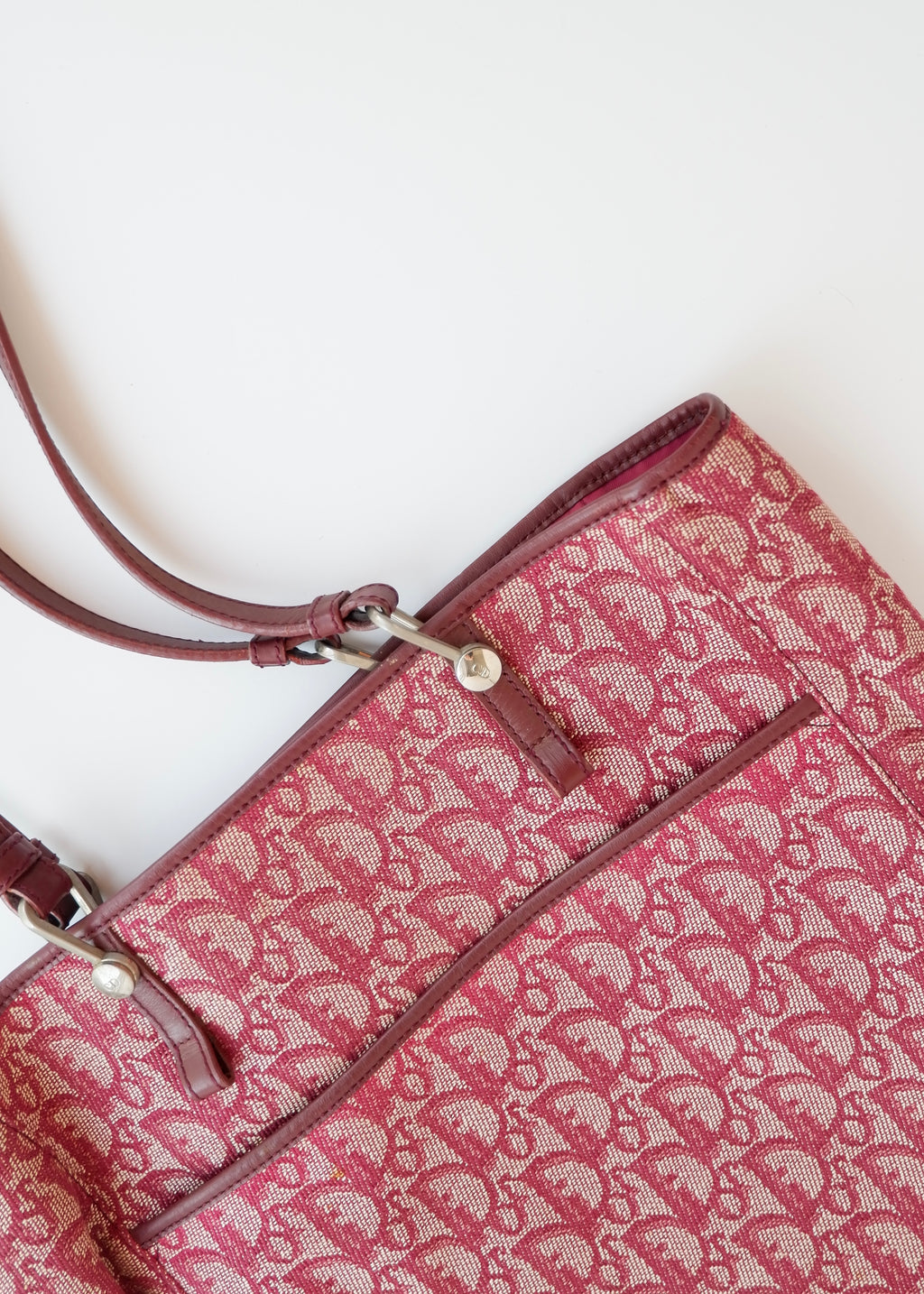 Sac fourre-tout Dior Oblique en toile rouge d'occasion authentique