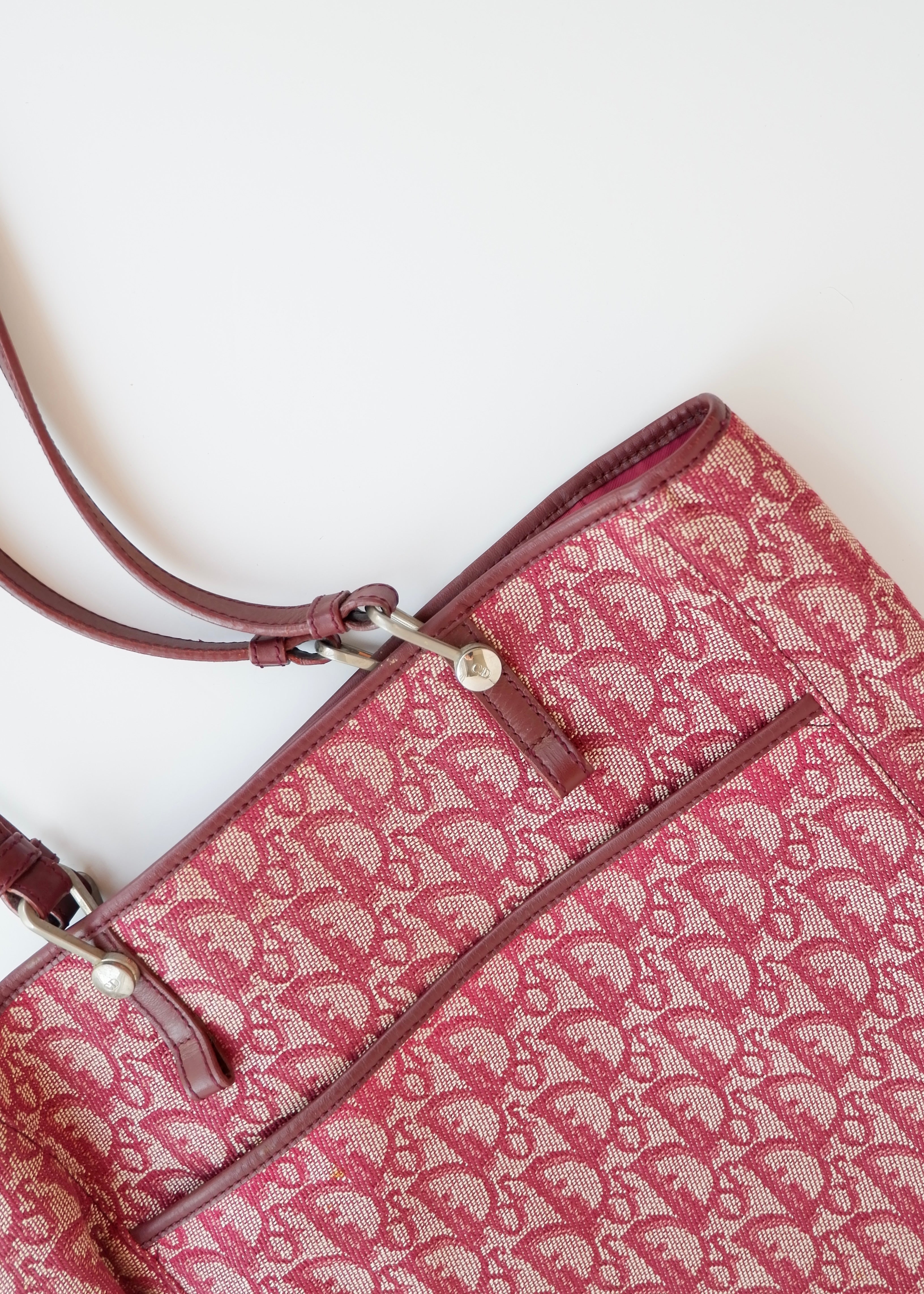 Sac fourre-tout Dior Oblique en toile rouge d'occasion authentique