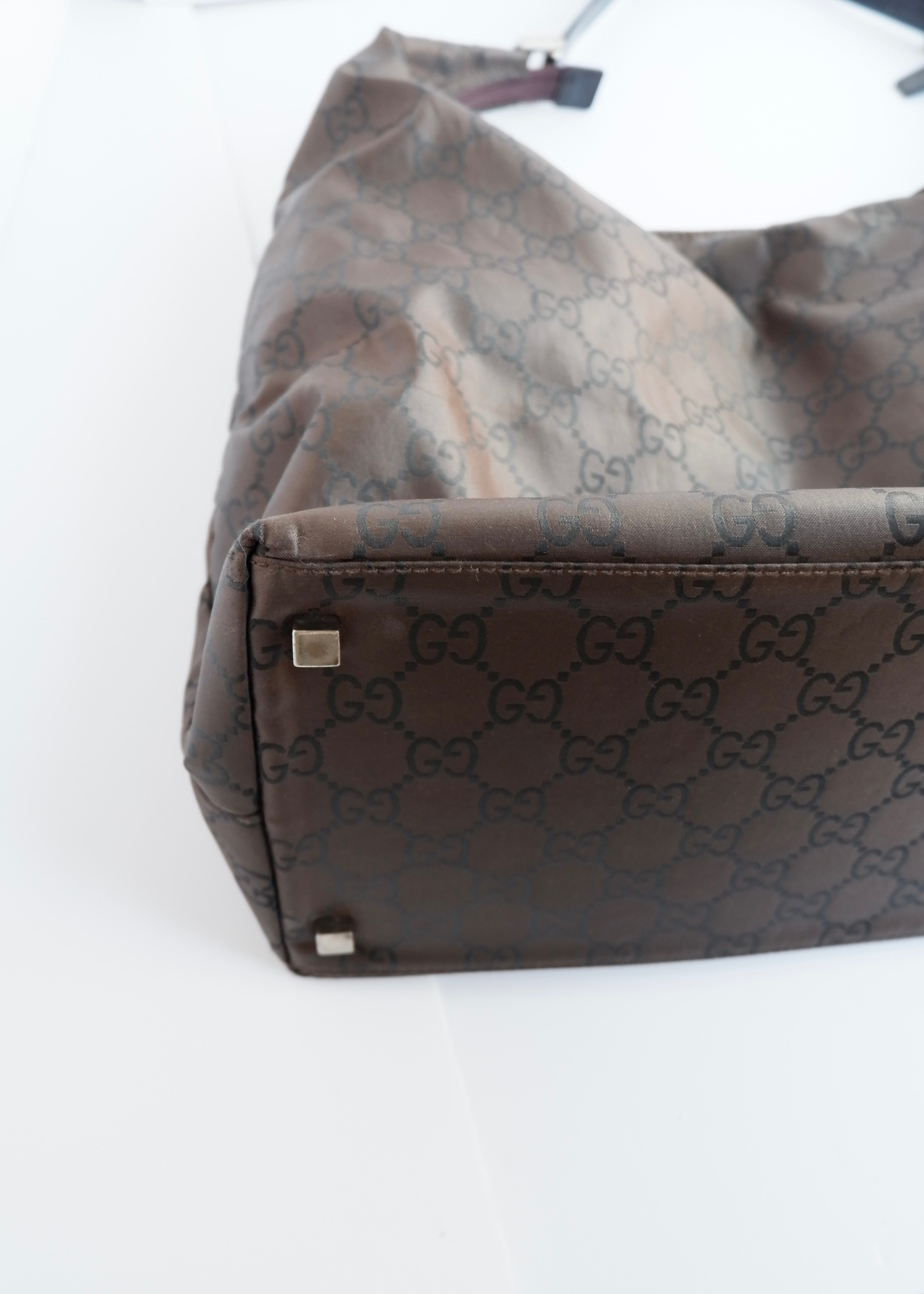 Authentic Preowned Gucci Brown GG Nylon Extra Large Hobo Bag