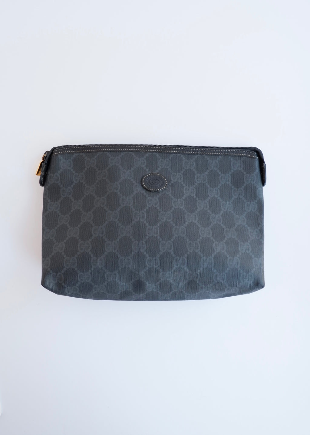 Authentic Preowned Vintage Gucci Black GG Coated Canvas Pouch