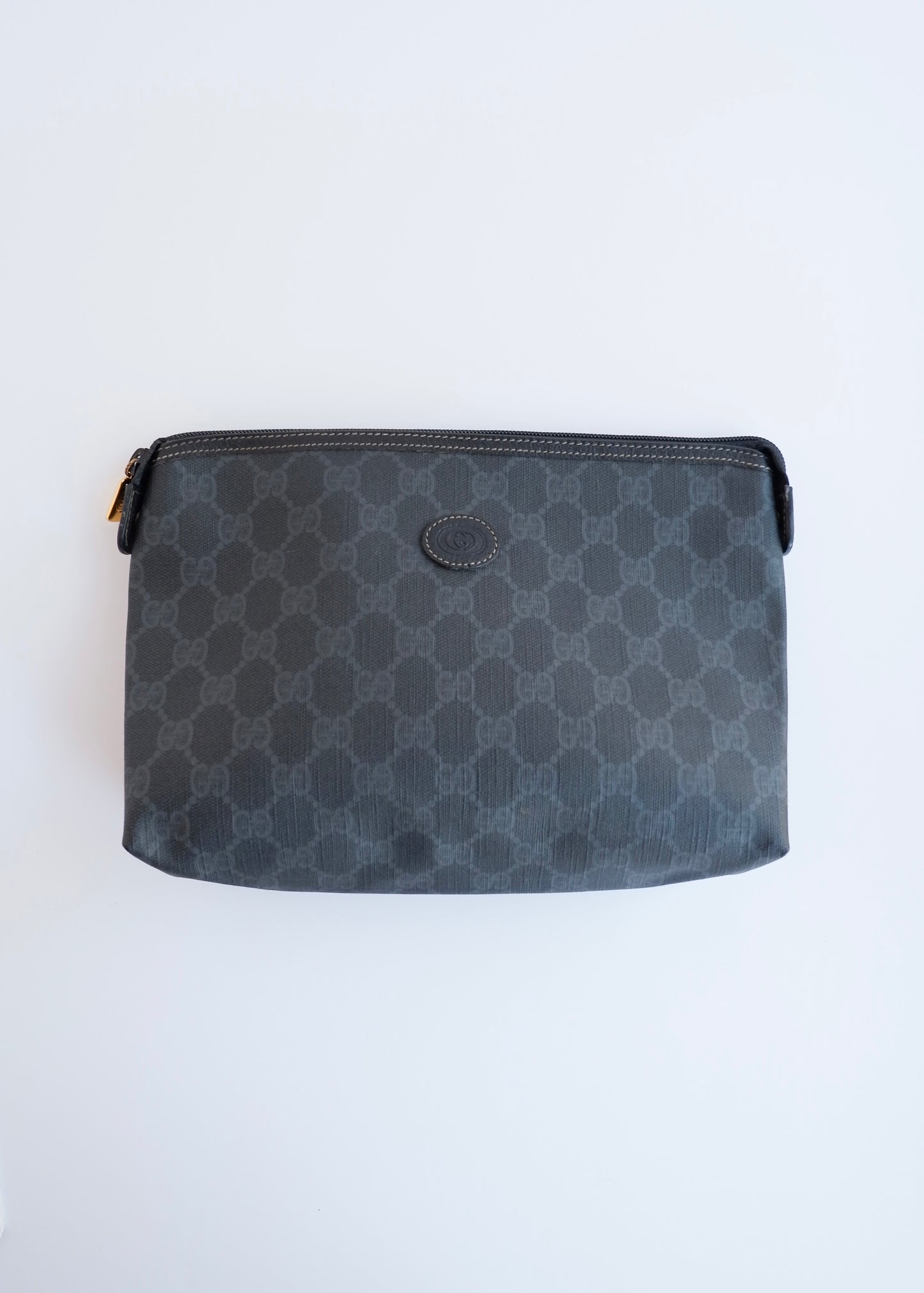 Authentic Preowned Vintage Gucci Black GG Coated Canvas Pouch