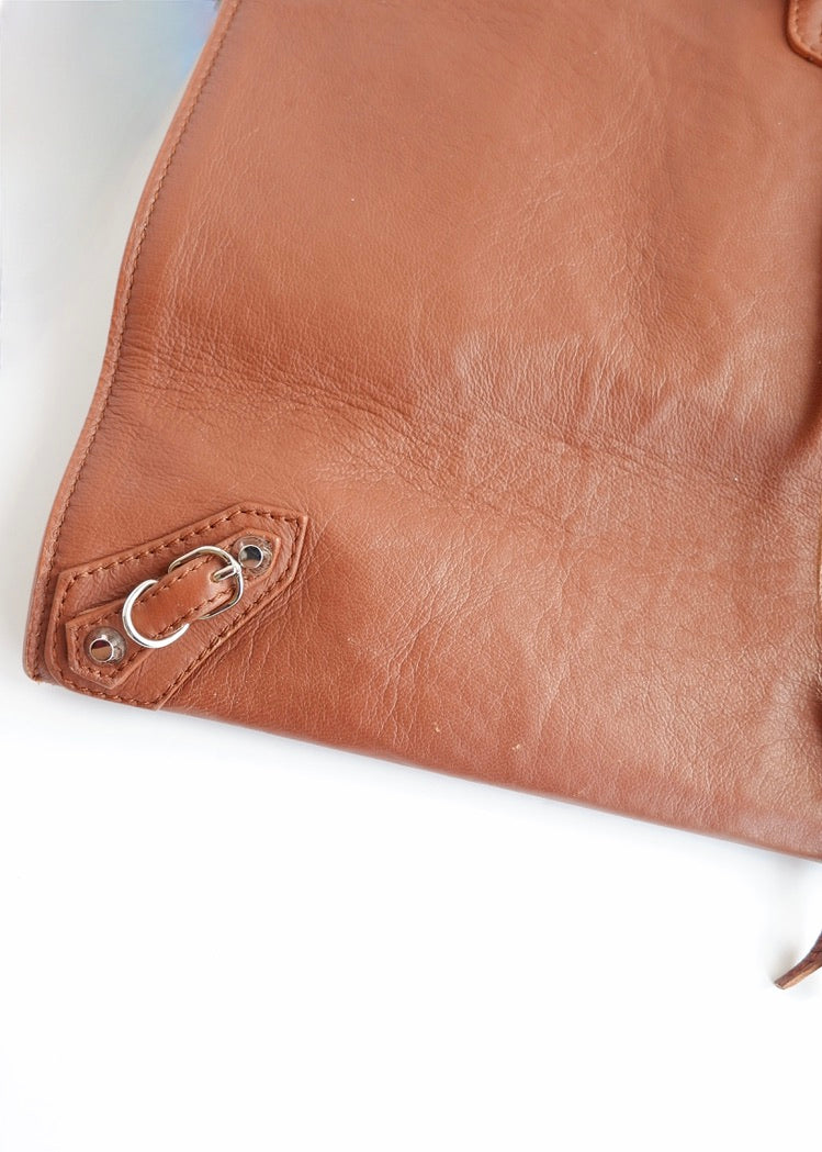 Authentique sac cabas Balenciaga City en cuir marron, grande taille