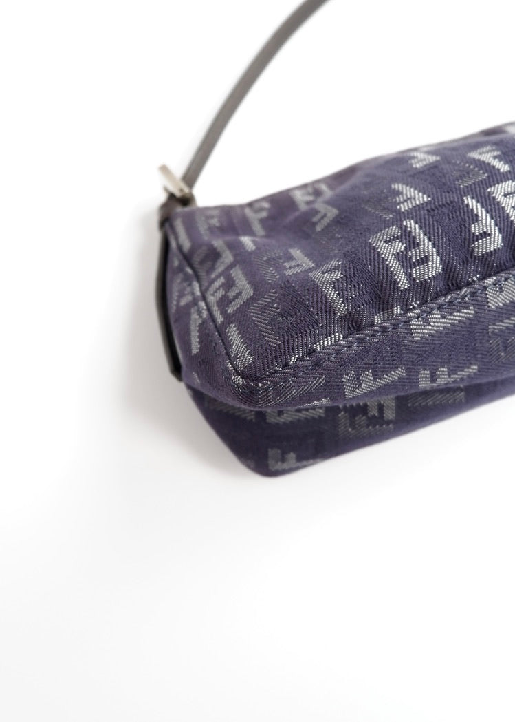 Authentic Preowned Fendi Navy FF Zucchino Small Shoulder Bag