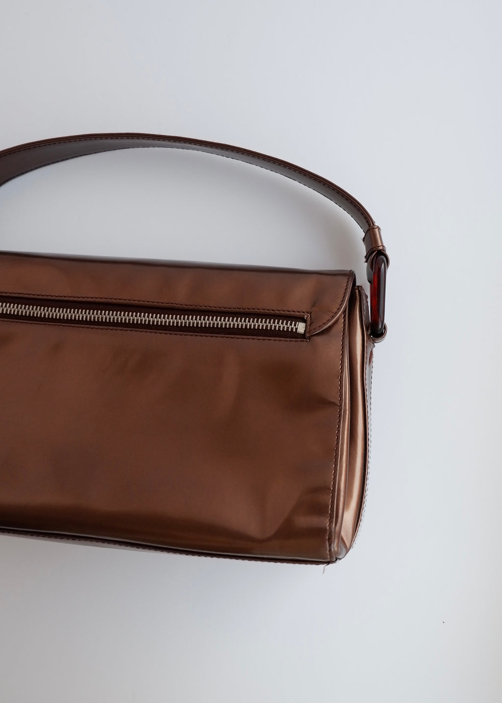 Authentic Preowned Prada Bronze Patent Leather Handbag