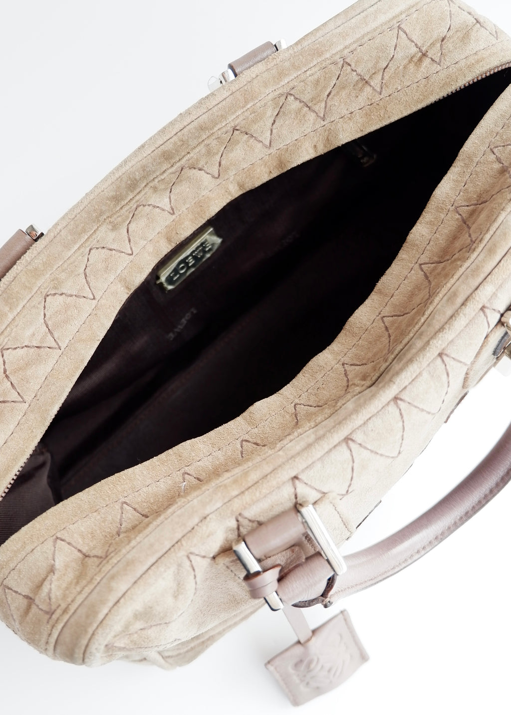 Sac à main Loewe Amazona en daim gris authentique d'occasion