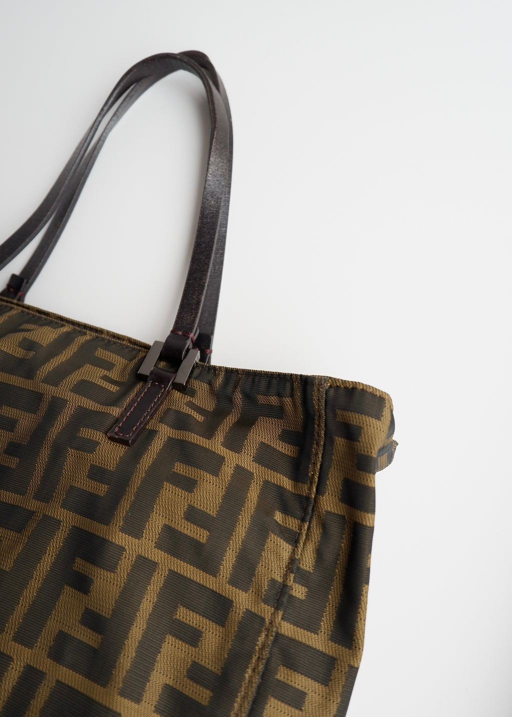 Authentic Preowned Vintage Fendi Brown Zucca Canvas Handbag