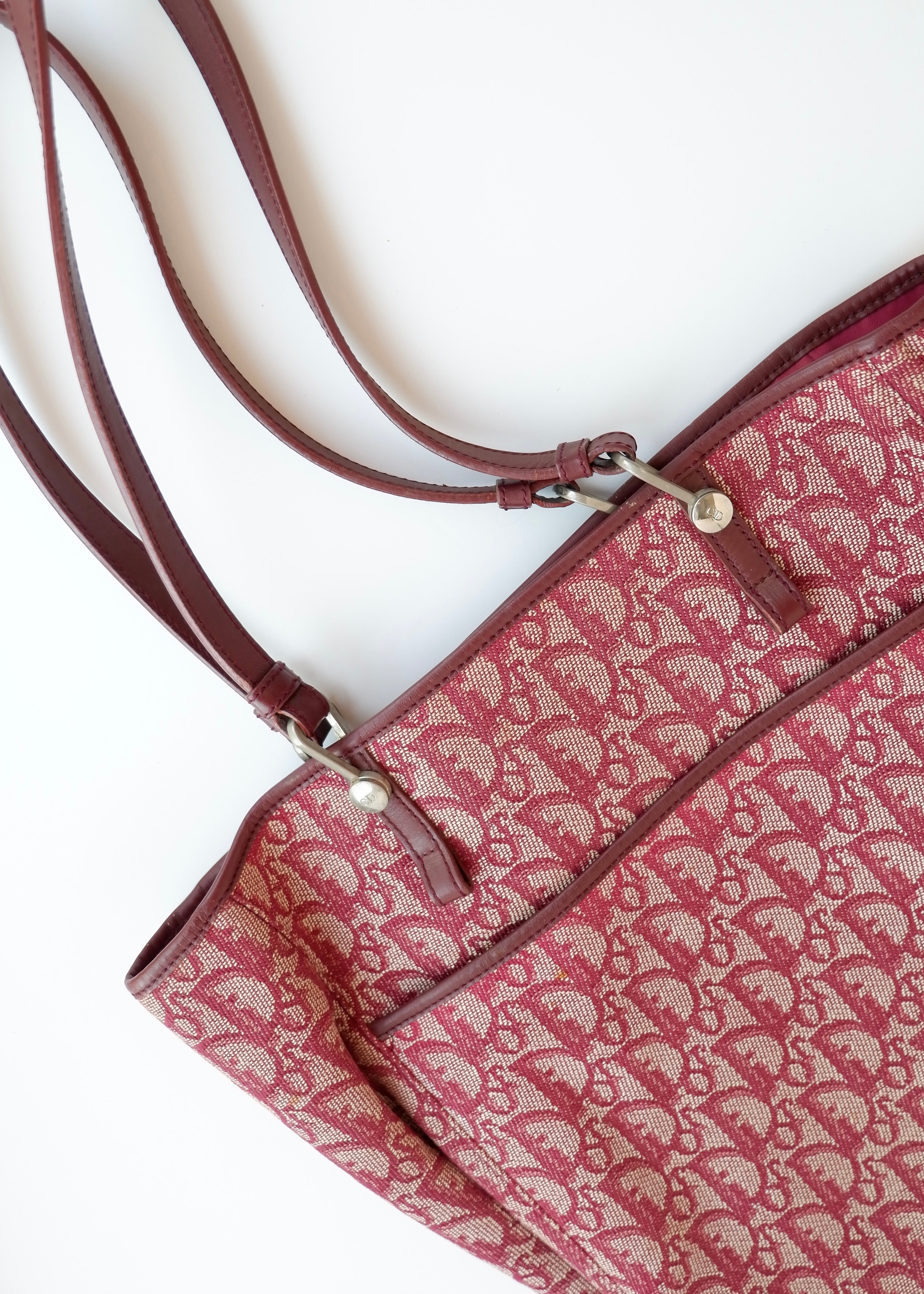 Sac fourre-tout Dior Oblique en toile rouge d'occasion authentique
