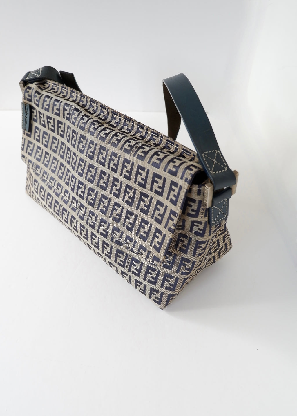 Authentic Preowned Vintage Fendi Navy Blue Zucchino Shoulder Bag