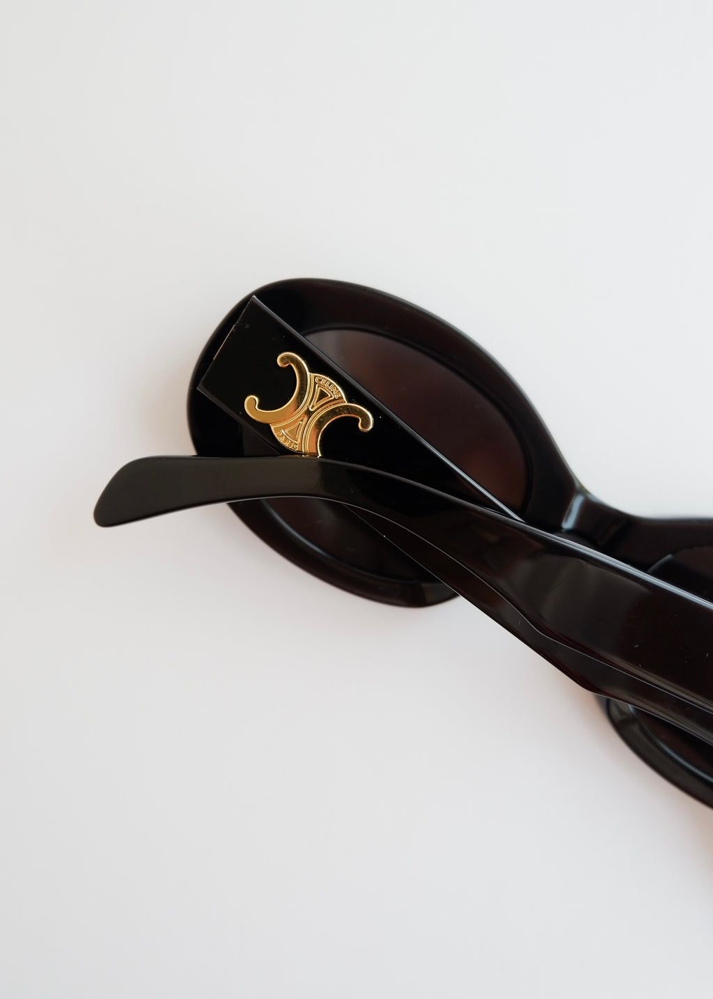 Preowned Celine Black Round Frame Triomphe Sunglasses