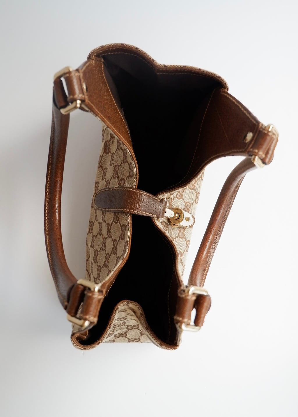 Preowned Gucci Brown GG Canvas Bardot Shoulder Bag