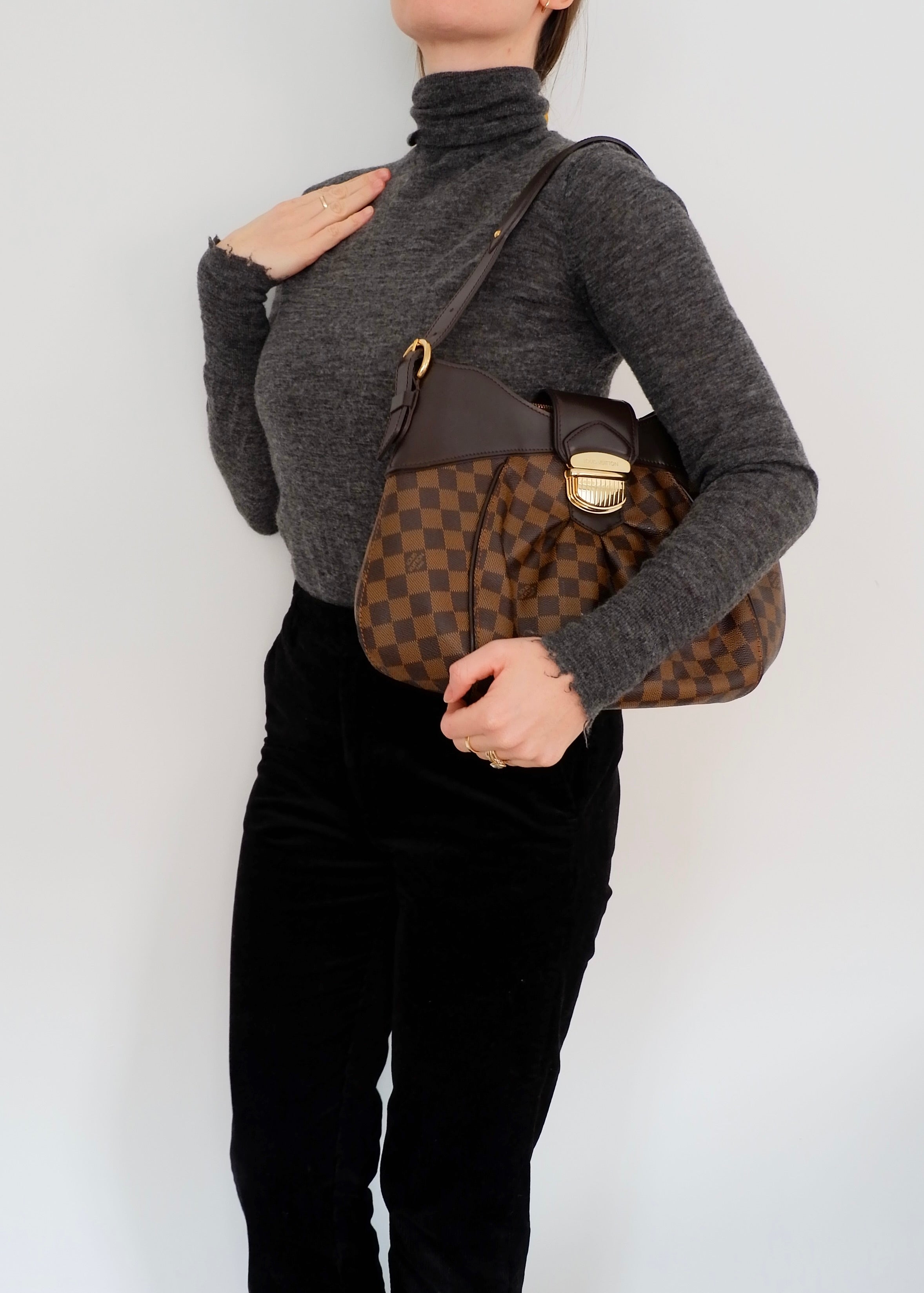Authentic Preowned Louis Vuitton Damier Ebene Sistina MM Shoulder Bag