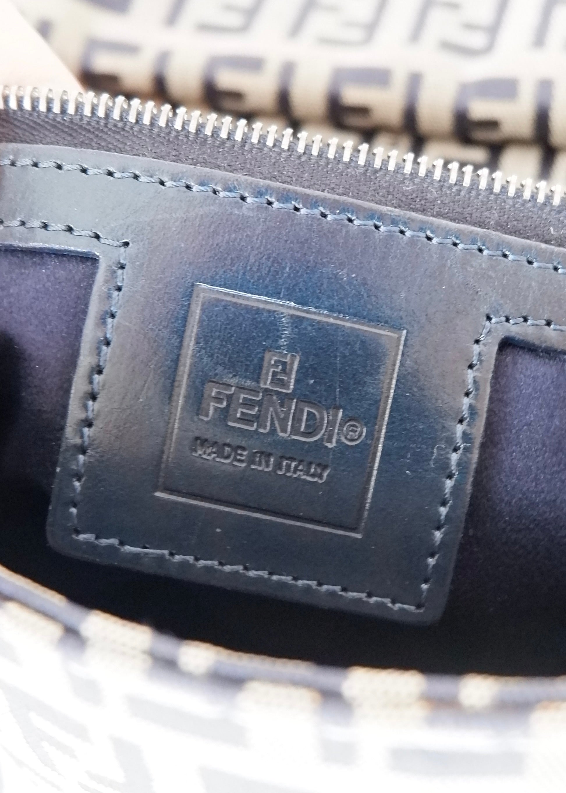 Authentic Preowned Vintage Fendi Navy Blue Zucchino Shoulder Bag