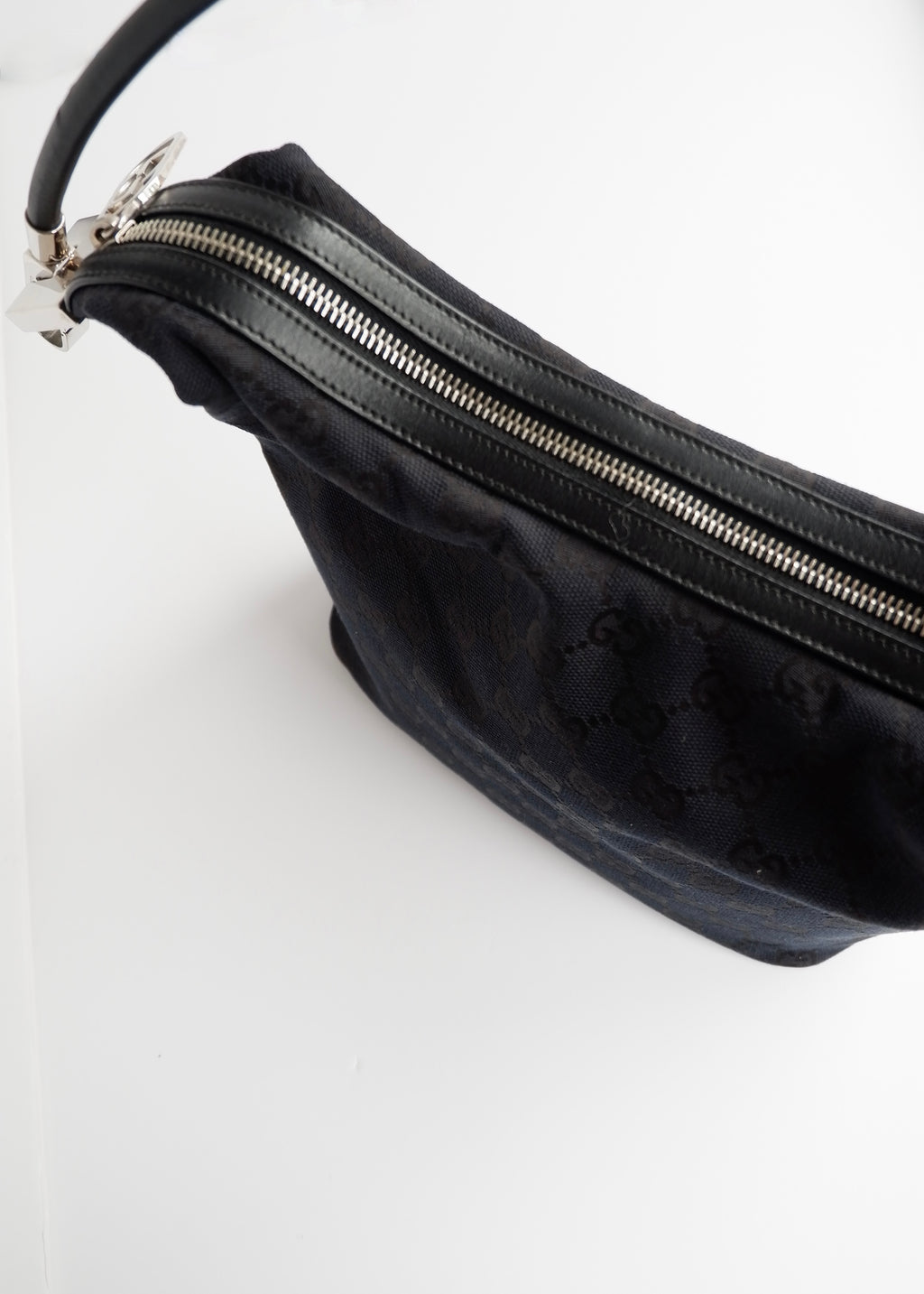 Authentic Preowned Gucci Black GG Canvas SHW Shoulder Bag